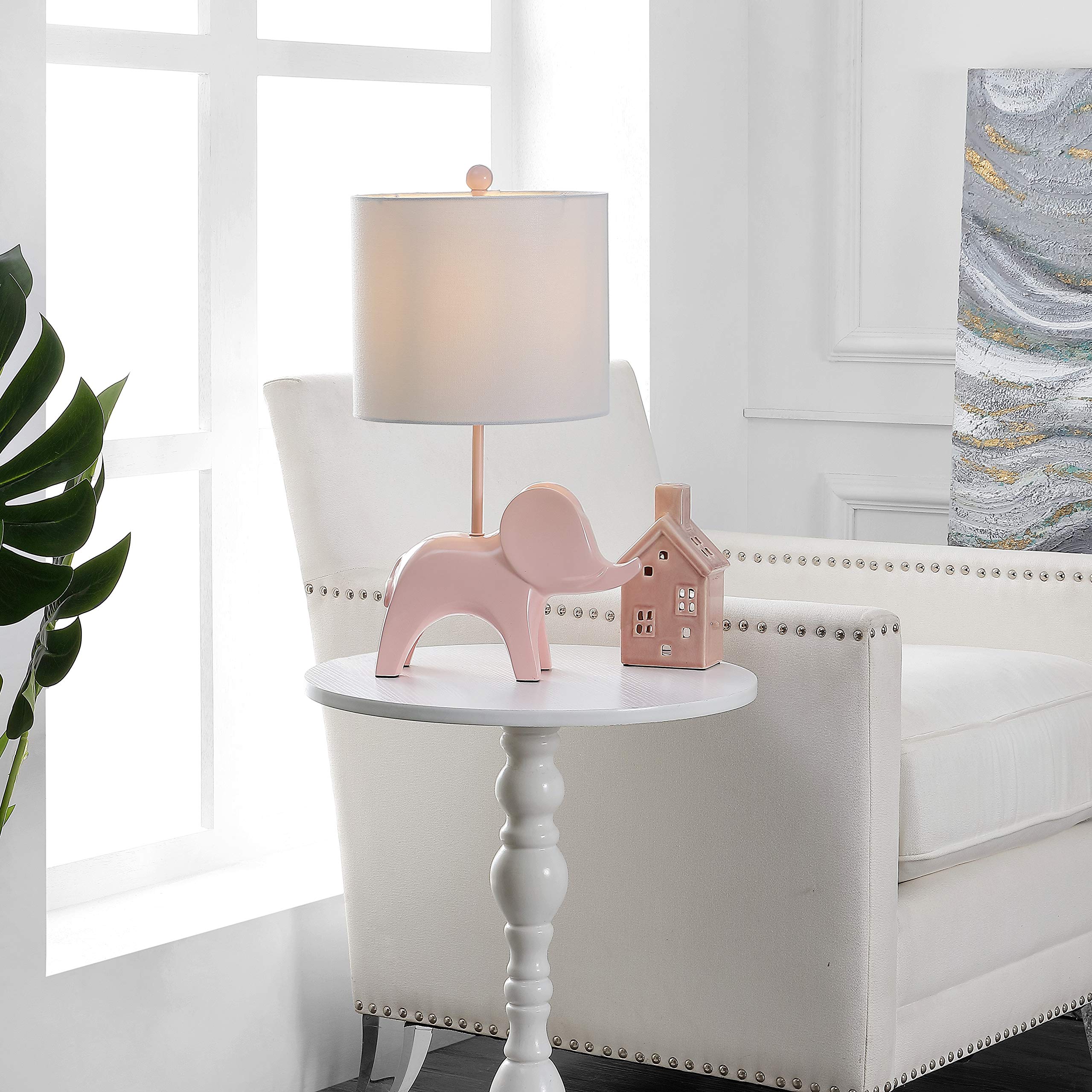 Safavieh Ellie Elephant Pink Ceramic Table Lamp - 20 Inch Kids Room Decor with LED Bulb Included - Perfect for Bedroom, Nursery, Living Room & Home Office Nightstand Lighting