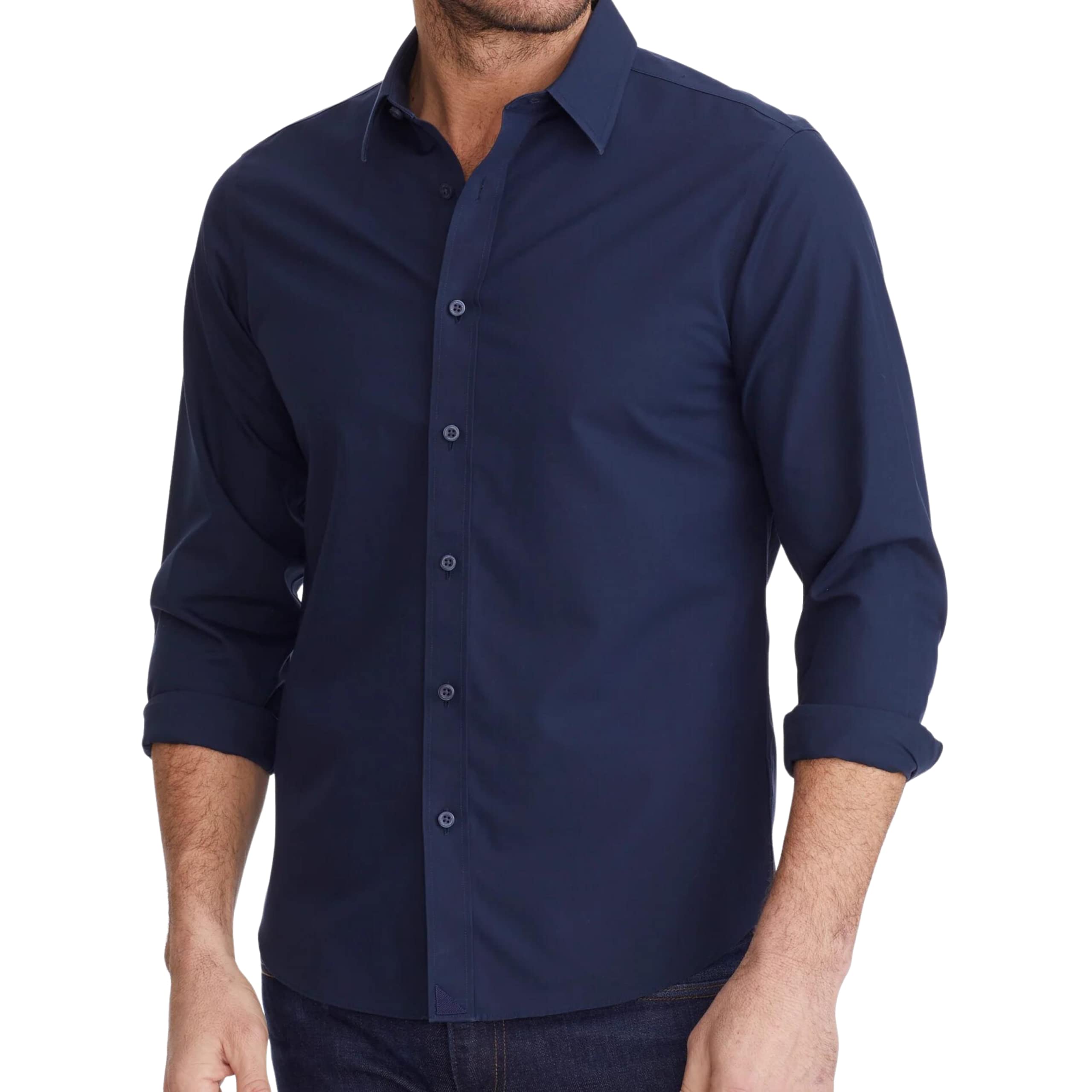 UNTUCKit Castello Men's Long Sleeve Wrinkle-Free Regular Fit Untucked Shirt | Casual Office Wear & Weekend Outfits