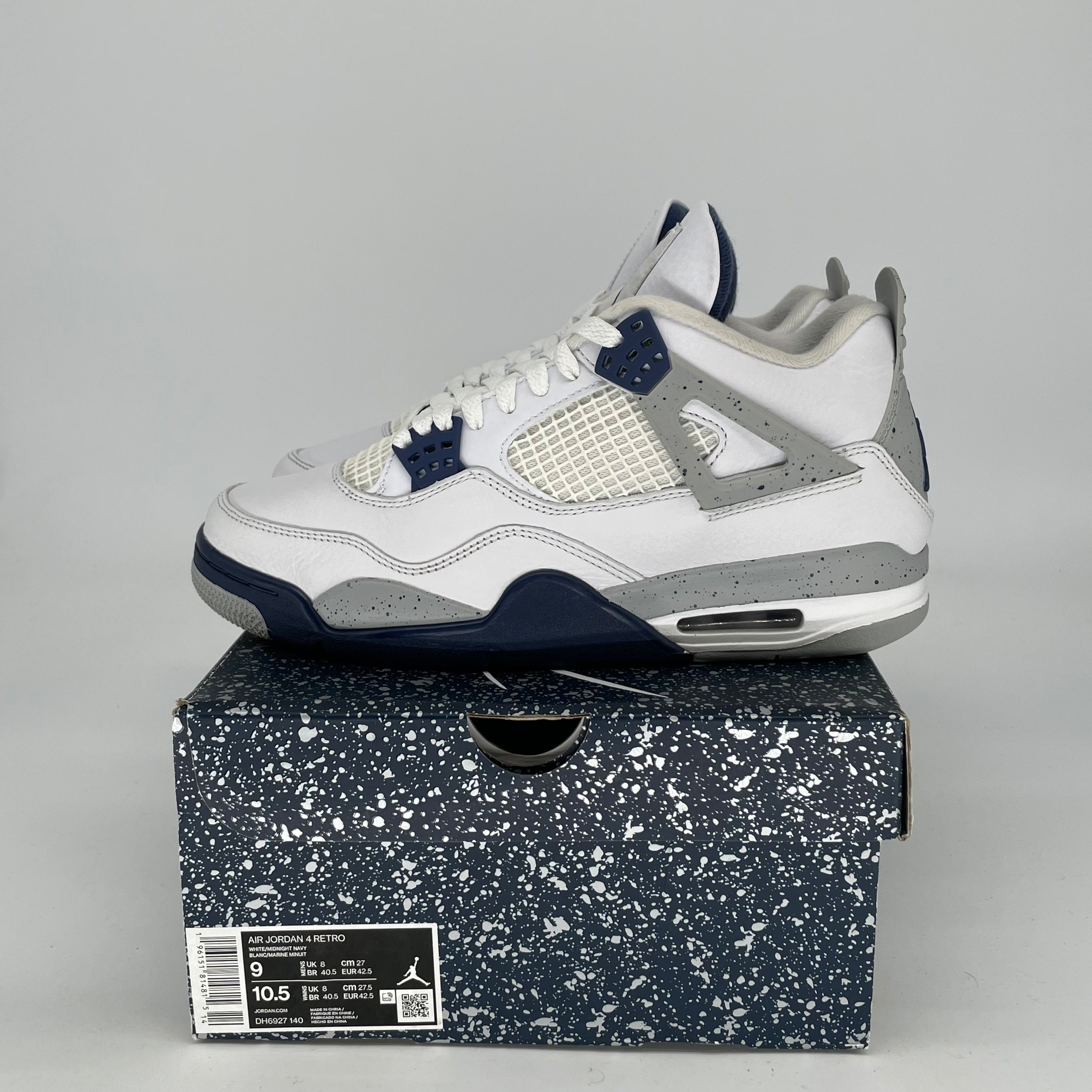 Original Air Jordan 4 Retro 'Midnight Navy' Men's Basketball Shoes - Size 9 & 10.5W (DH6927-140) | Authentic Nike Sneakers for Running, Gym & Streetwear Fashion