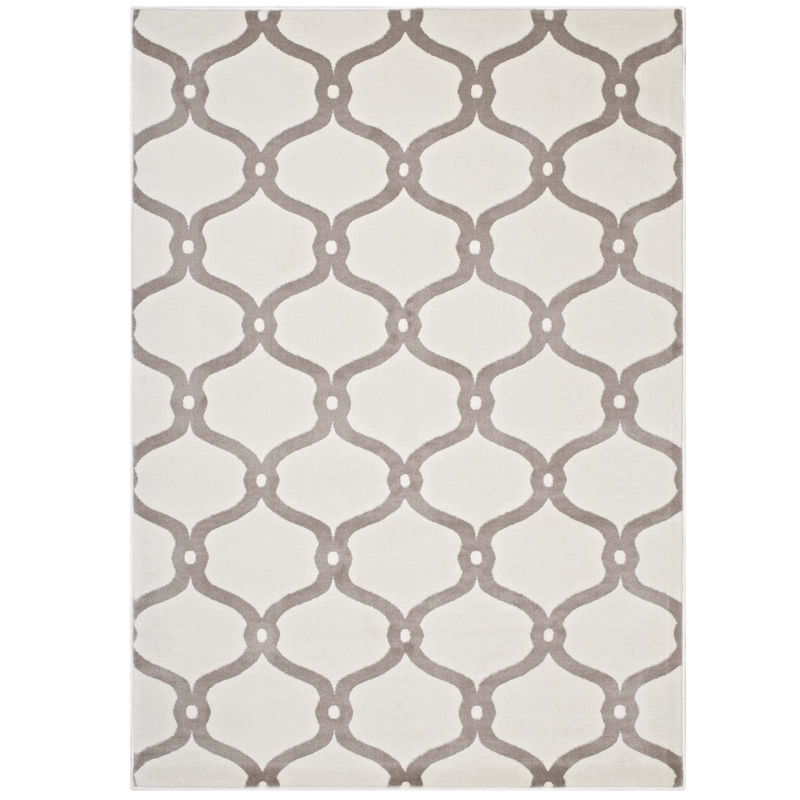Modern Contemporary Urban Living Area Rug - Soft Fabric Floor Carpet Runner in Multi Ivory White - Perfect for Lounge, Living Room & Bedroom Decor