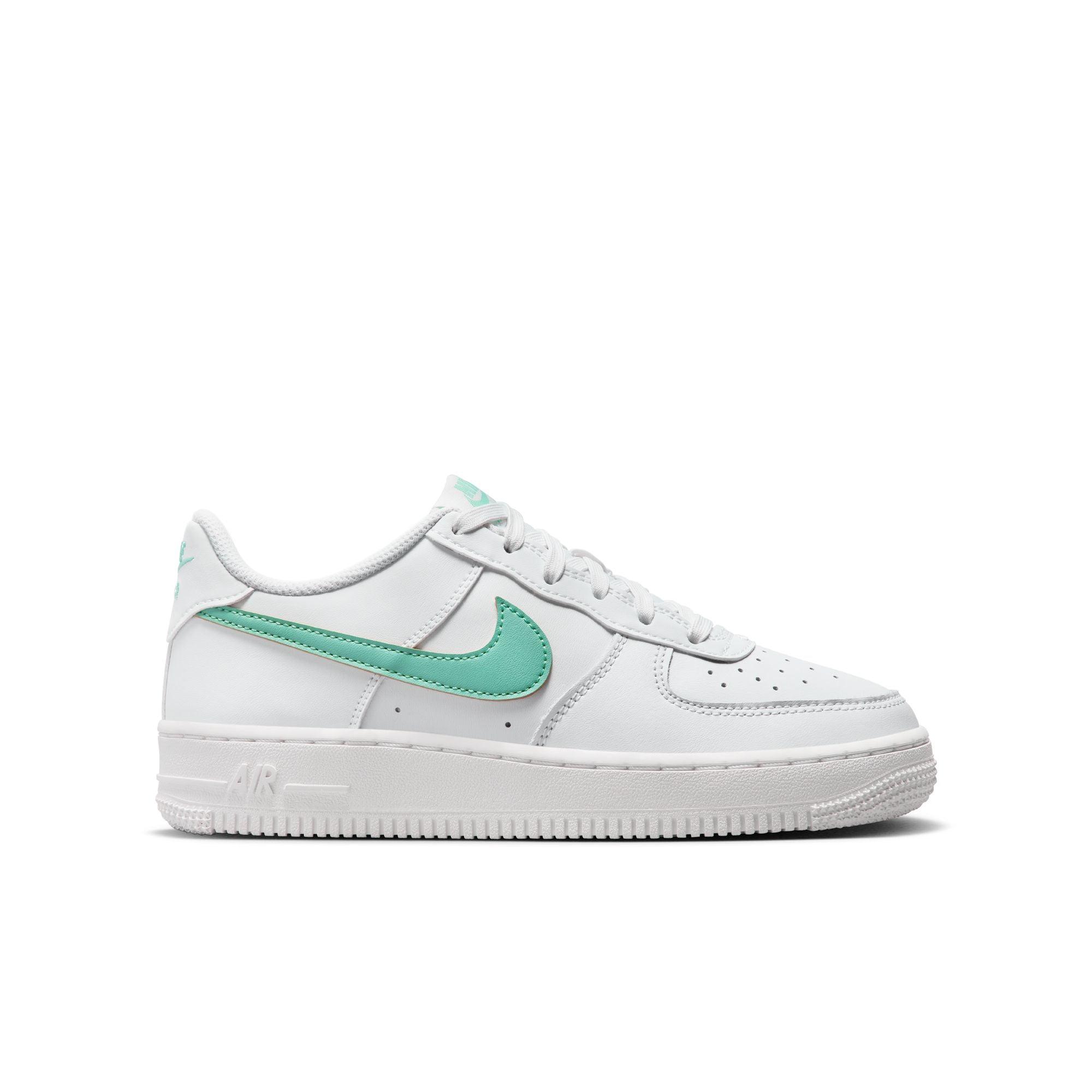 Nike Air Force 1 'White Emerald Rise' Kids Sneakers - Lightweight Comfortable Basketball Shoes for Boys & Girls - Perfect for School, Sports & Casual Wear