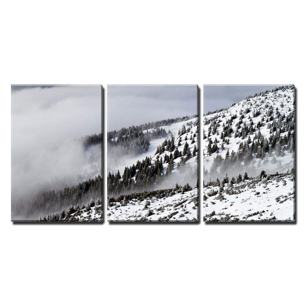 Wall26 - 3 Piece Canvas Wall Art Set - Snow Covered Pine Tree Forest Landscape - Modern Framed Home Decor for Living Room, Bedroom & Office - Stretched & Ready to Hang - 24x36 Inches (3 Panels)