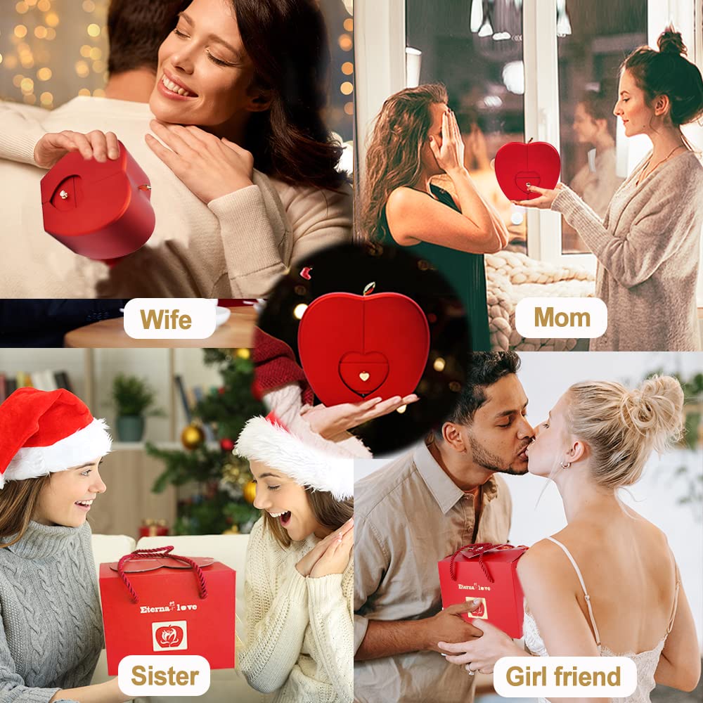 Firestyle Preserved Real Rose Eternal Flower Gift Set with 'I Love You' Necklace in 100 Languages - Perfect Birthday, Anniversary, Valentine's Day, Mother's Day & Christmas Present for Women, Wife, Mom - Romantic Keepsake for Bedroom Decor, Wedding Centerpiece or Special Occasion Gift