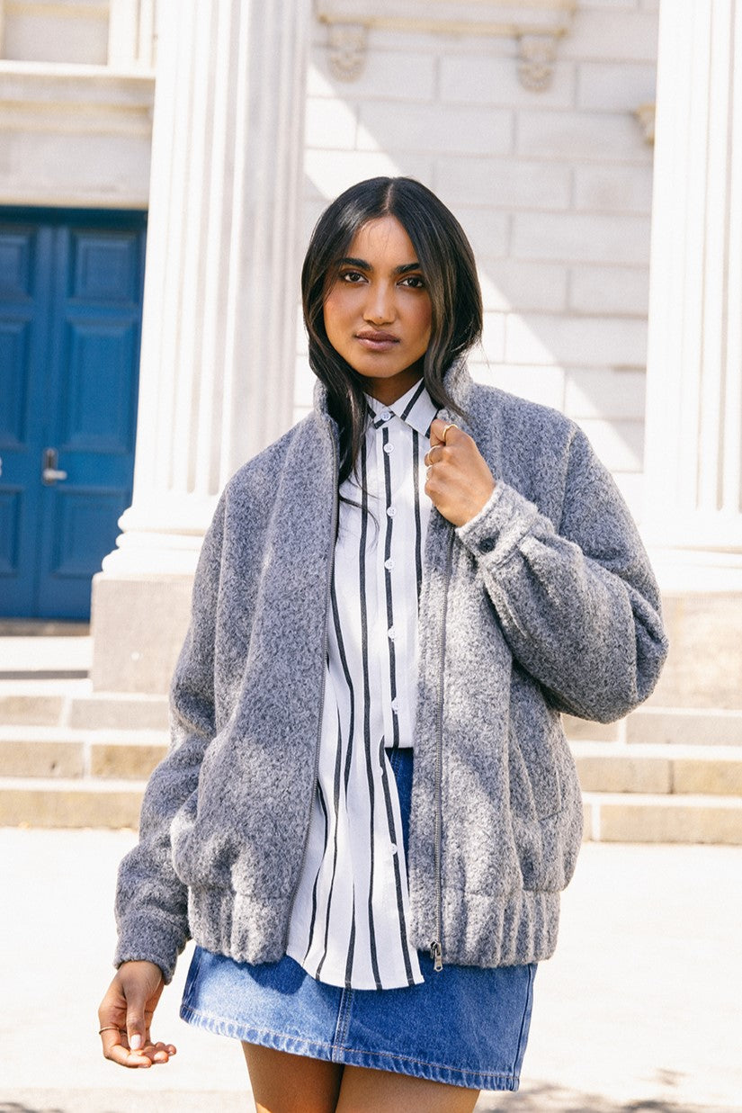 All About Eve Tahlea Bomber Jacket Grey Marle - Stylish Women's Lightweight Jacket for Casual Wear & Street Fashion