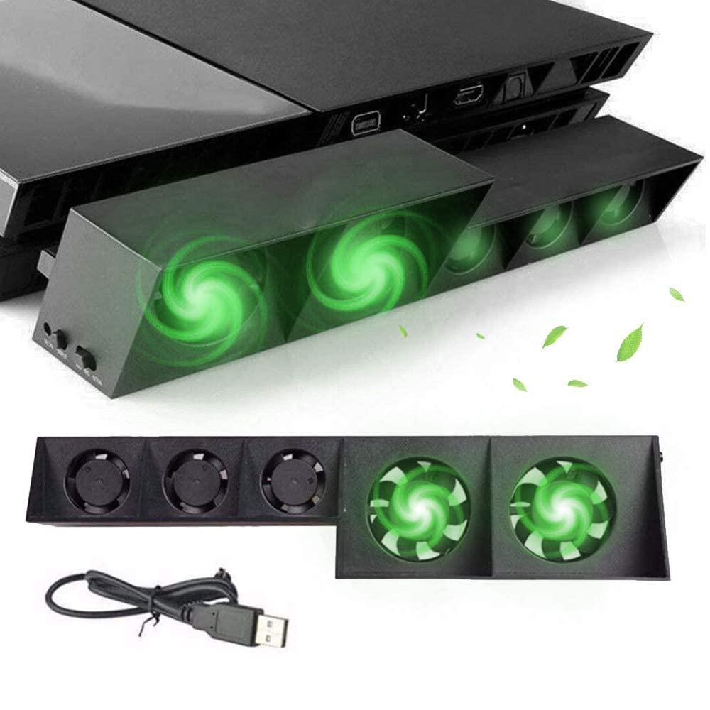 axGear PS4 Cooling Fan with 5 Turbo Fans - USB External Cooling System for PS4 Console | Temperature Control Cooling Station for Gaming, Streaming & Long Play Sessions