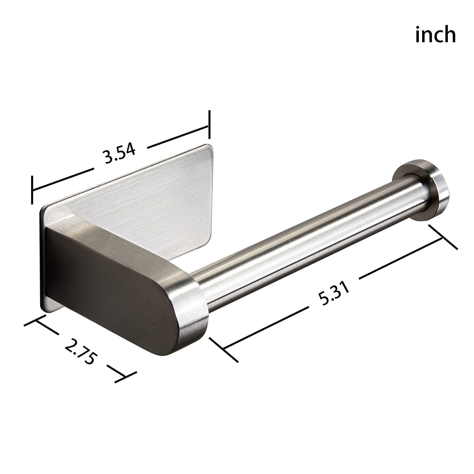 YIGII No Drill Self Adhesive Toilet Paper Holder - Stainless Steel Brushed Bathroom Tissue Roll Stand for Easy Installation | Perfect for Small Spaces, Apartments, RVs and Modern Bathrooms