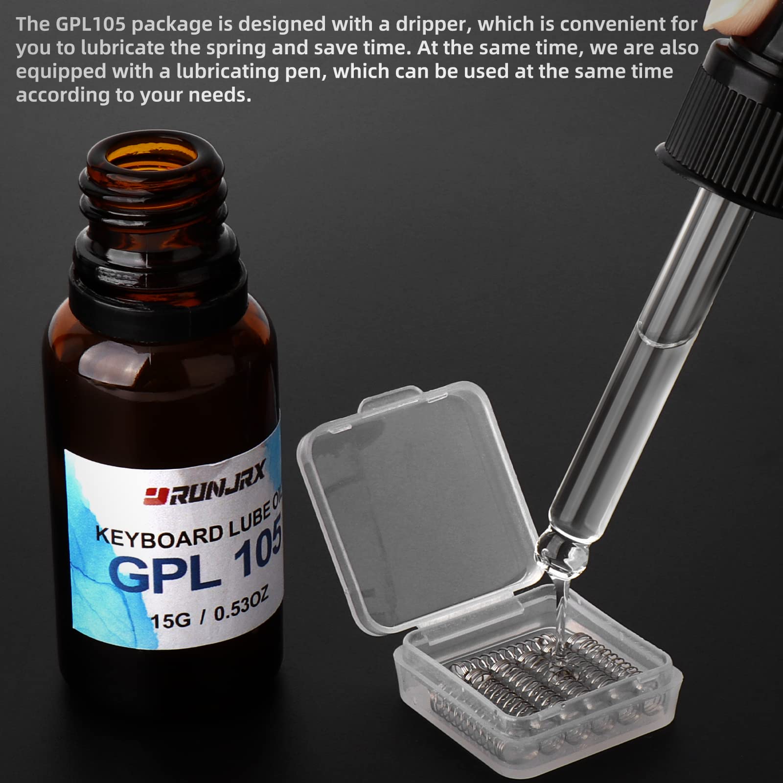 RUNJRX GPL 105 Switch Lubricant Oil 15g/0.53oz - Premium Keyboard Switch Lube for Mechanical Keyboard Switches, Springs & Stabilizers | Smooth Typing Experience for Gaming & Office Work
