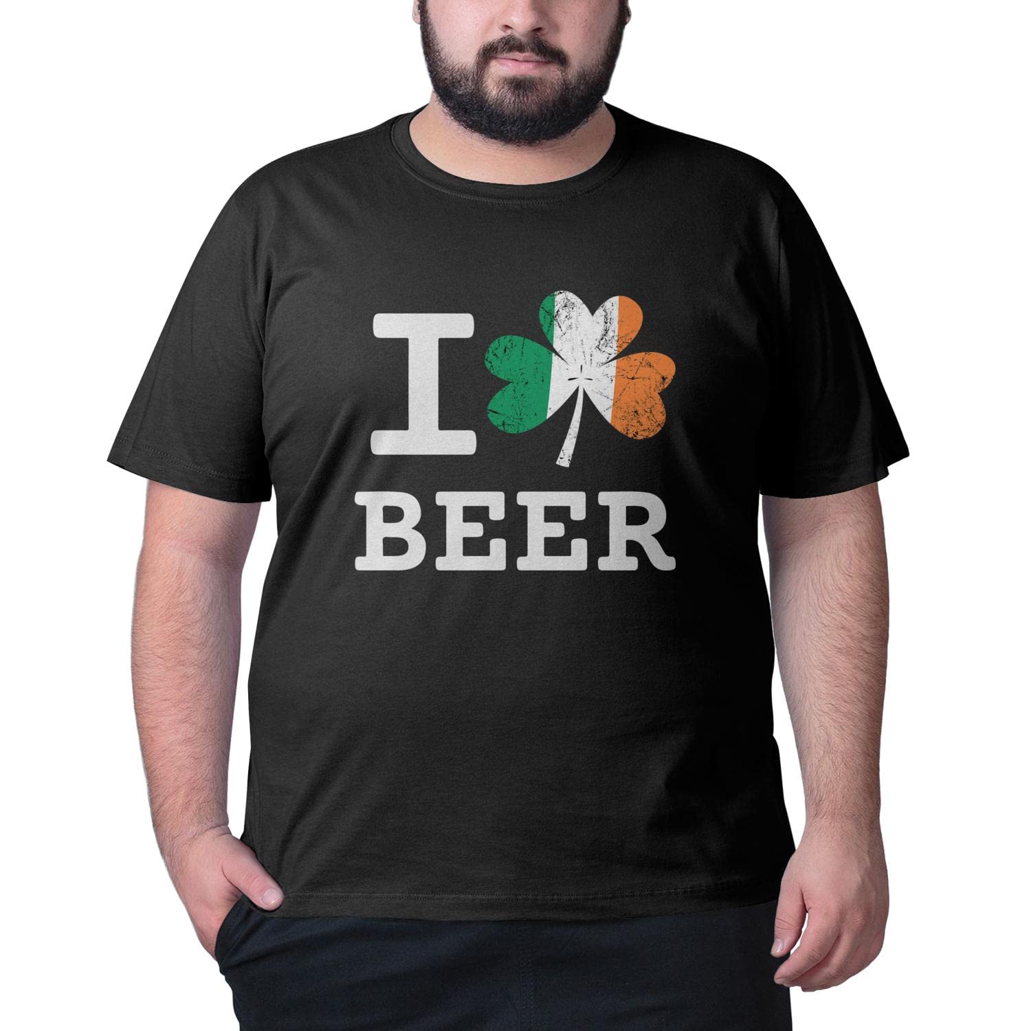 Funny St. Patrick's Day T-Shirt for Men - I Love Clover Beer Irish Graphic Tee - Plus Size Green Holiday Shirt - Perfect for Pub Crawls & St. Paddy's Day Parties