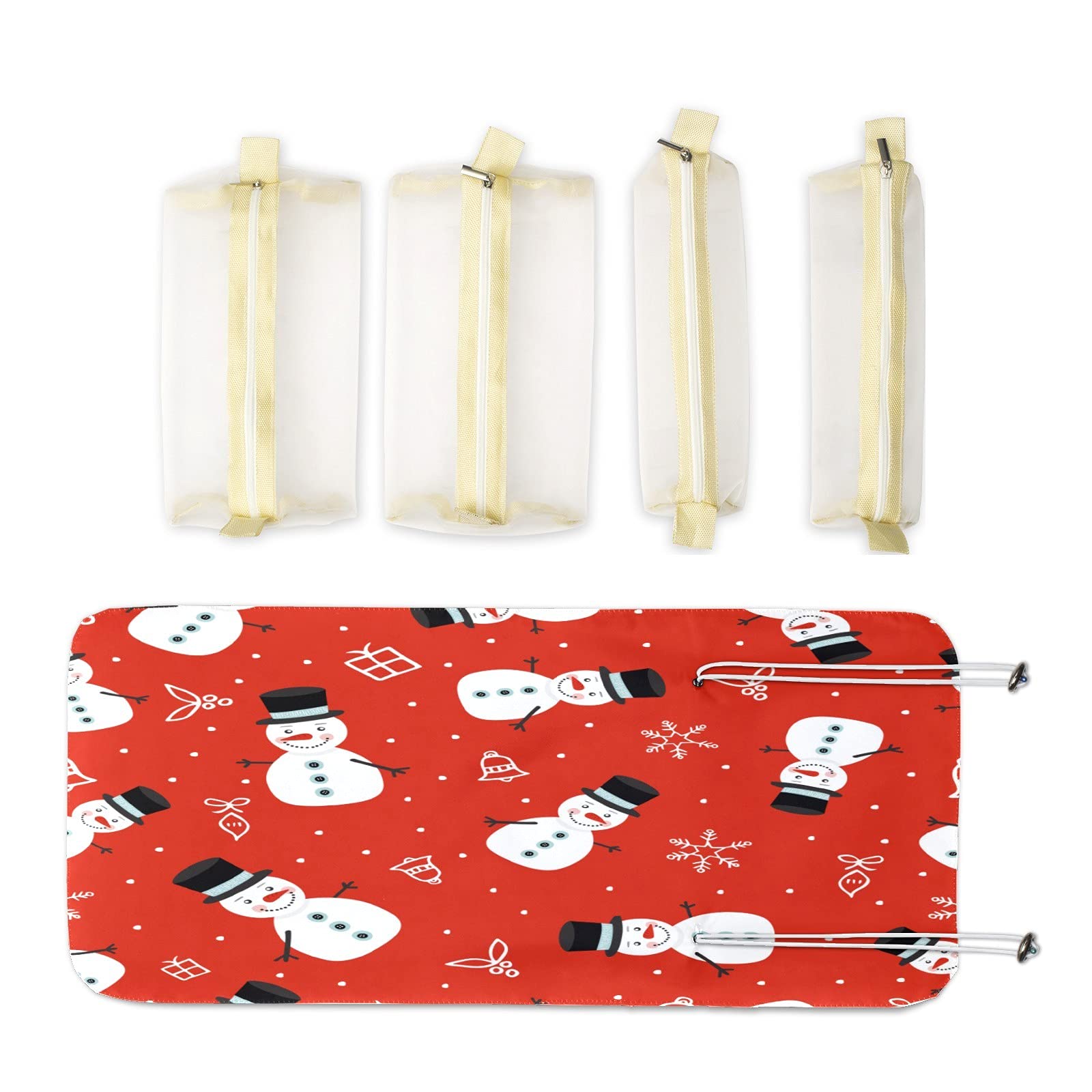 Snowman Print Travel Makeup Bag Organizer with Black Hat - Waterproof Roll-Up Cosmetic & Toiletry Case for Women | Perfect for Vacation, Gym, Business Trips & Daily Use