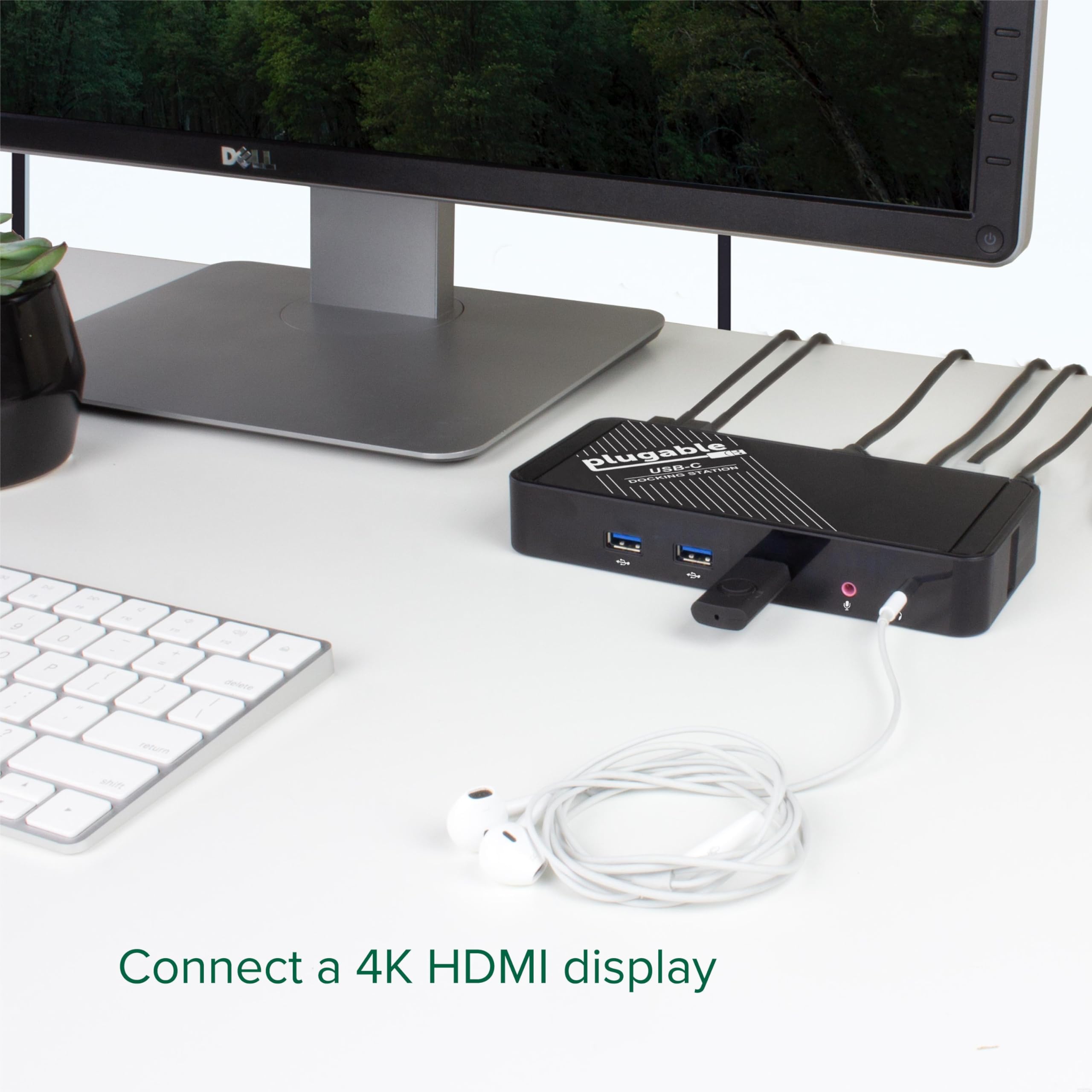 Plugable USB-C Docking Station with 4K HDMI, 60W PD Charging, Ethernet, 5 USB Ports - Thunderbolt 3/4 & USB4 Compatible for MacBook, Windows, Chromebook - Home Office & Gaming Setup Accessory