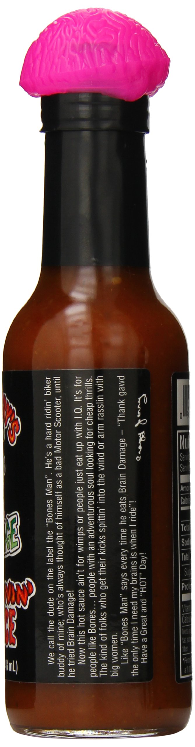 Crazy Jerry's Brain Damage Hot Sauce - 5oz Bottle with Plastic Brain Topper | Extreme Heat Ghost Pepper Sauce for Wings, Tacos & Bloody Marys | Perfect Gift for Spicy Food Lovers