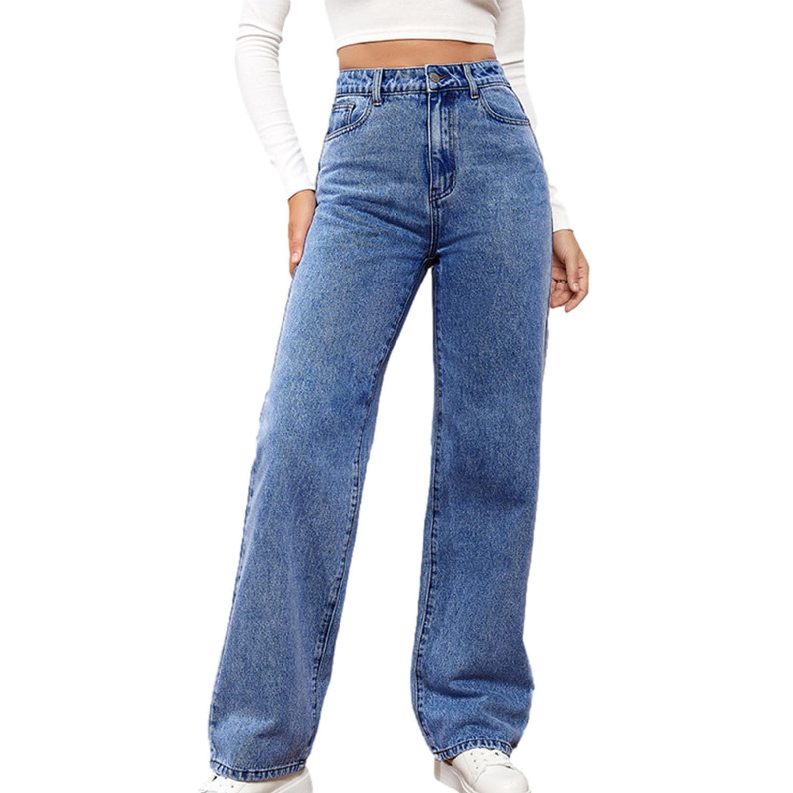 Women's High Waisted Wide Leg Boyfriend Jeans - Distressed Straight Casual Baggy Loose Fit Y2K Trendy Denim Pants for Streetwear & 90s Retro Fashion