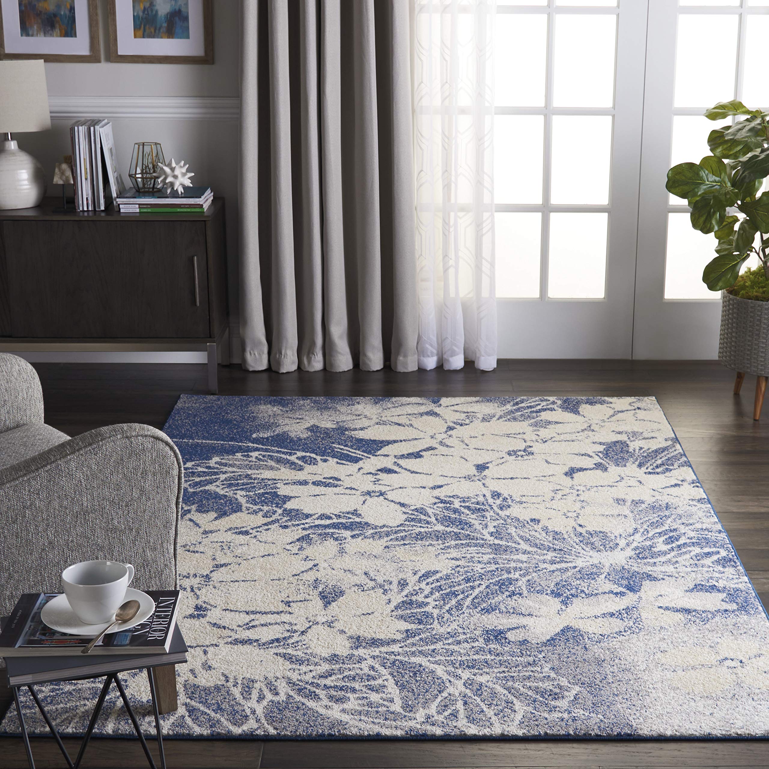 Nourison Tranquil Floral Beige/Navy 5'3