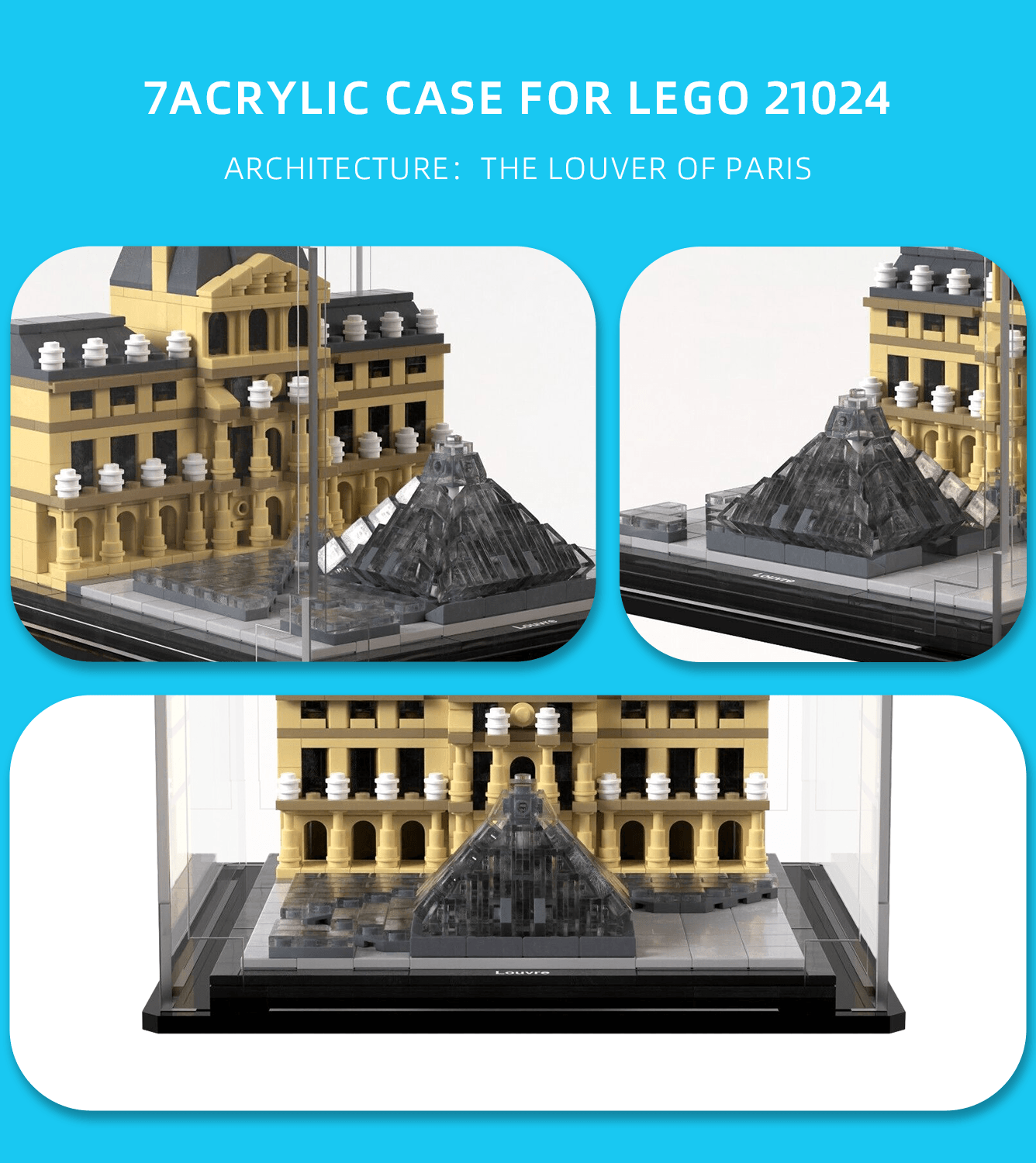 LEGO Architecture Louvre 21024 Display Case - Premium Acrylic Showcase for Collectible Building Sets - Perfect for Home Decor, Office Display & Gift Giving