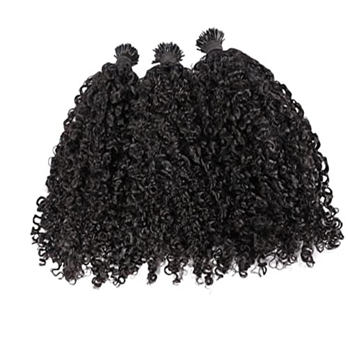 Kinky Curly Brazilian Remy Human Hair Extensions 100g 100 Strands - Sassy I-Tip Pre-Bonded Microlink Hair with Micro Beads for Black Women (26 Inch, Jet Black) | Perfect for Protective Styles, Weaves & Natural Hair Volume Boost