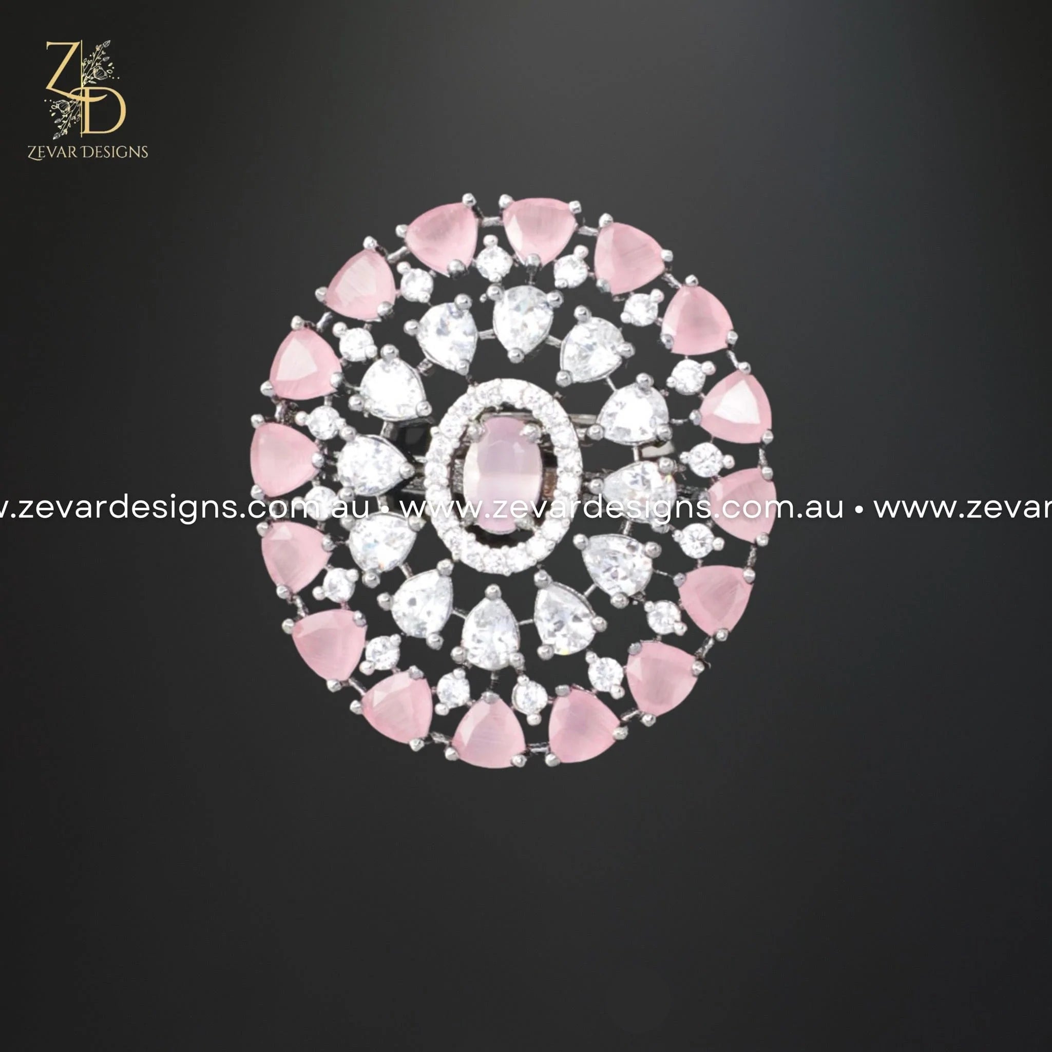 AD/Zircon Pink Ring for Women - Elegant Cubic Zirconia Jewelry for Engagement, Wedding & Everyday Wear