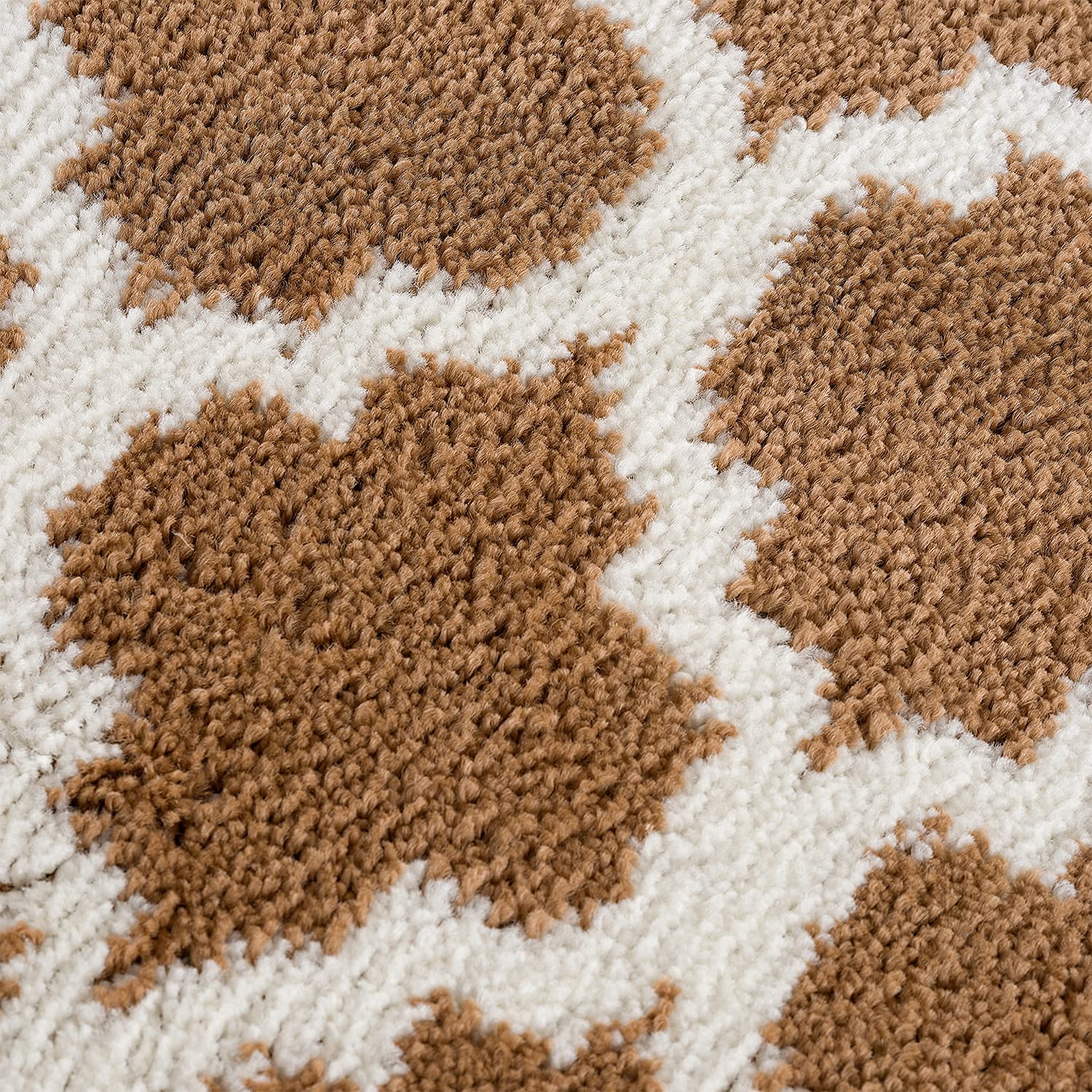 Wunderlin Soft Trellis Non-Slip Washable Kitchen Runner Rugs Set of 2 - Brown, Anti-Skid Floor Mat for Kitchen, Dining Room & High Traffic Areas