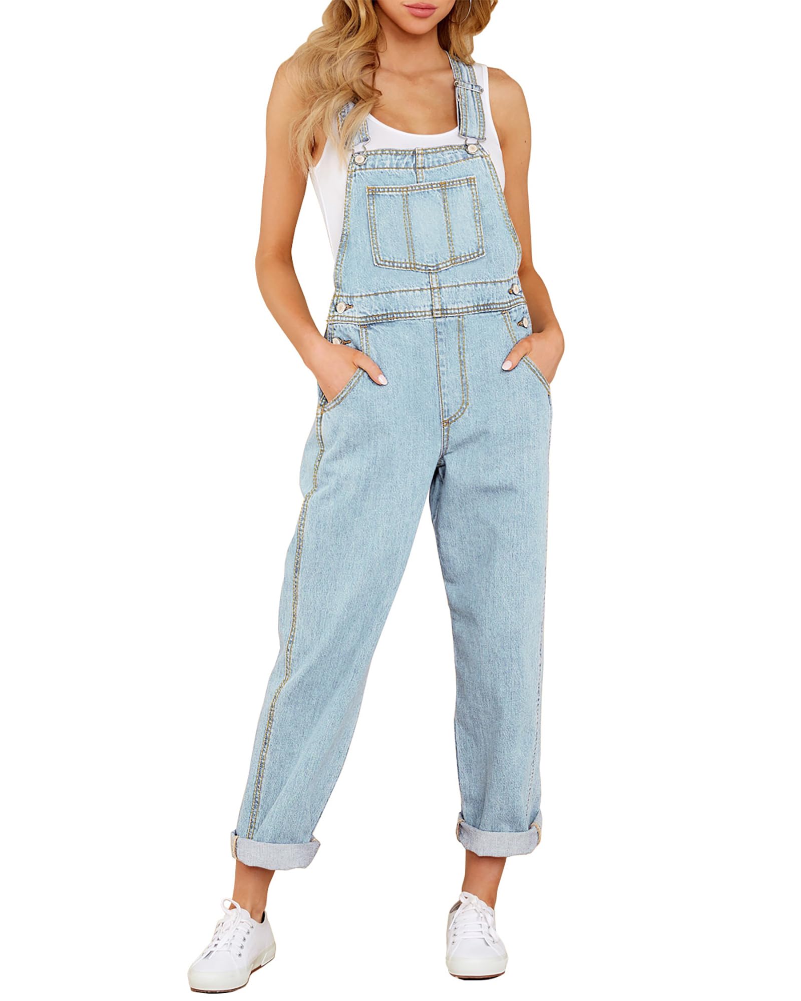LookbookStore Women's Stretchy Denim Overalls - Casual Bib Overalls with Pockets, Comfortable Jumpsuit for Women | Perfect for Work, Weekend Outings & Outdoor Activities