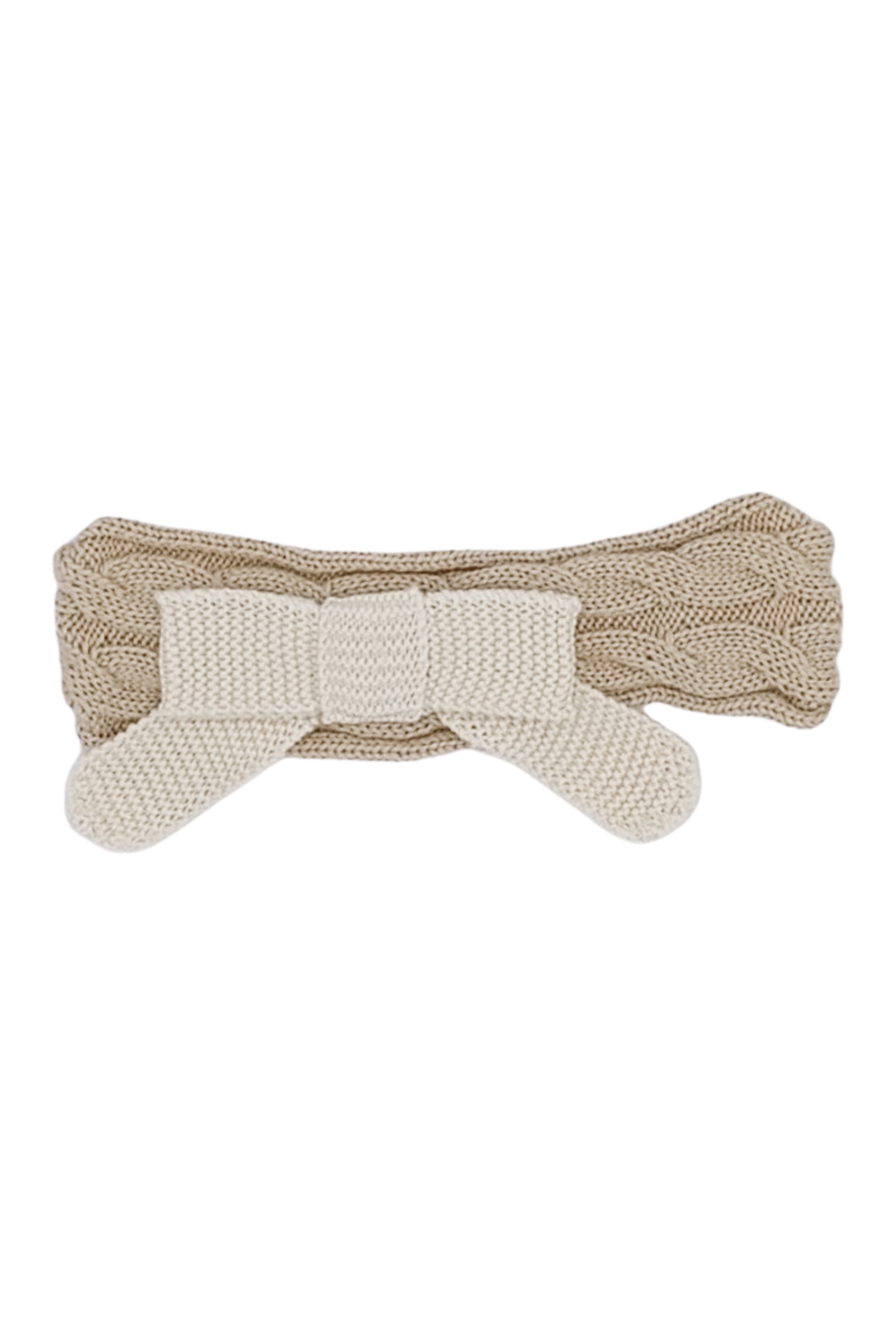 Camel & Cream Knit Bow Headband for Women - Soft Stretchy Hair Accessory for Winter, Fall & Spring - Perfect for Work, Parties & Everyday Wear