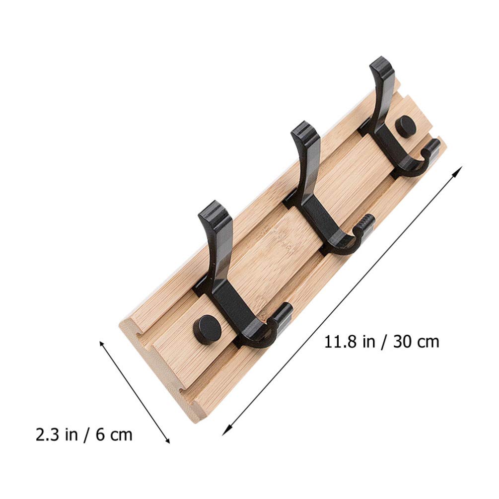 Cabilock Key Hanger Set - 6 Bamboo Door Hooks for Keys, Hats, Coats & Accessories | Space-Saving Wall Mount Organizer for Entryway, Bedroom & Closet