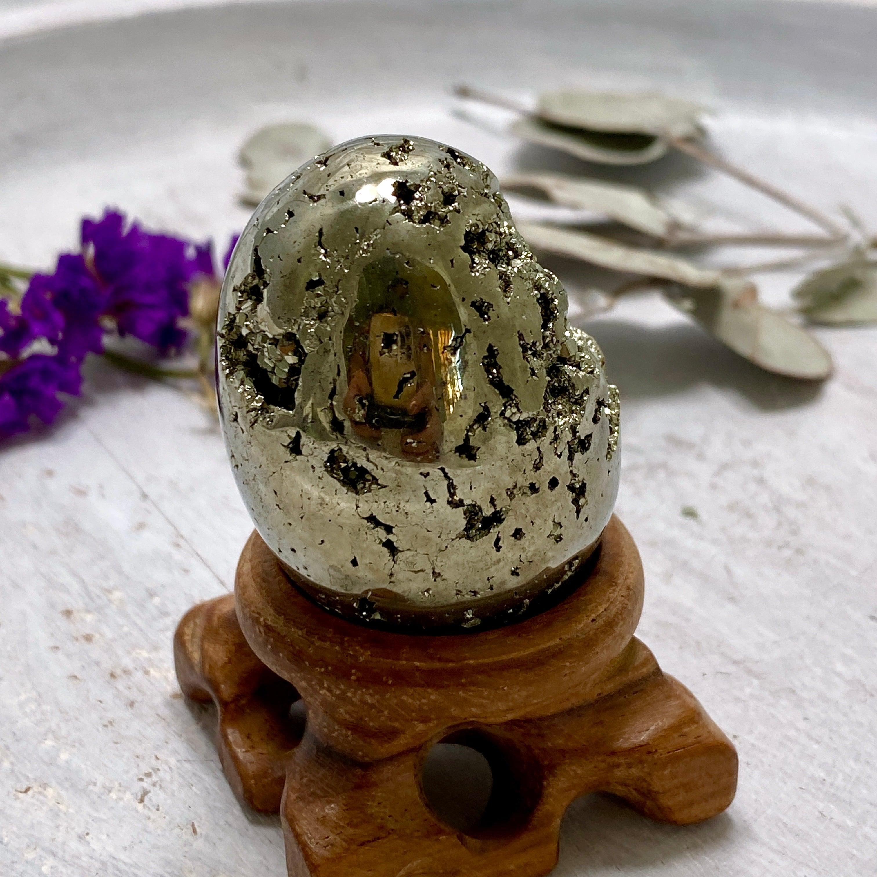 Premium Grade Pyrite Egg (A-Grade) - Natural Mineral Specimen for Home Decor, Feng Shui & Crystal Healing Collection | Perfect for Meditation, Gifts & Spiritual Practices