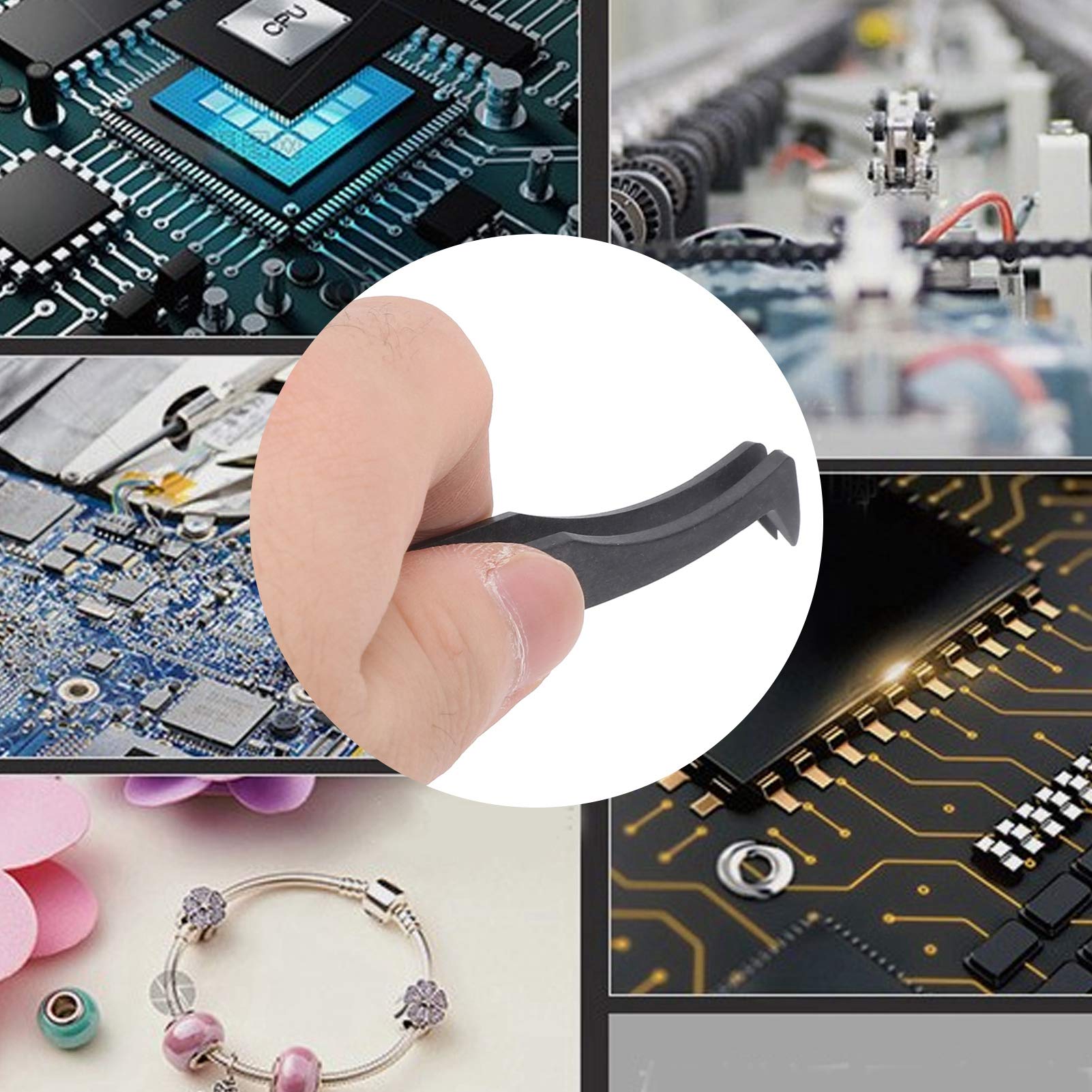 Anti-Static Carbon Fiber Precision Tweezers - Multi-Functional Electronic Circuit Repair Tool for Watch & Smartphone Repair - Ideal for Jewelry Making, PCB Work, and DIY Electronics Projects