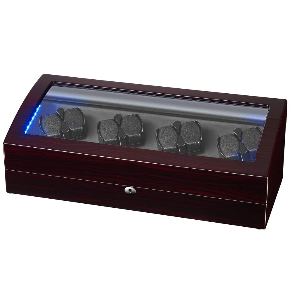 JQUEEN 8 Watch Winder for Rolex & Automatic Watches - Soft Flexible Watch Pillows with 9-Slot Display Storage Box - Perfect for Watch Collection, Display & Protection (Ideal for Home, Office & Travel)