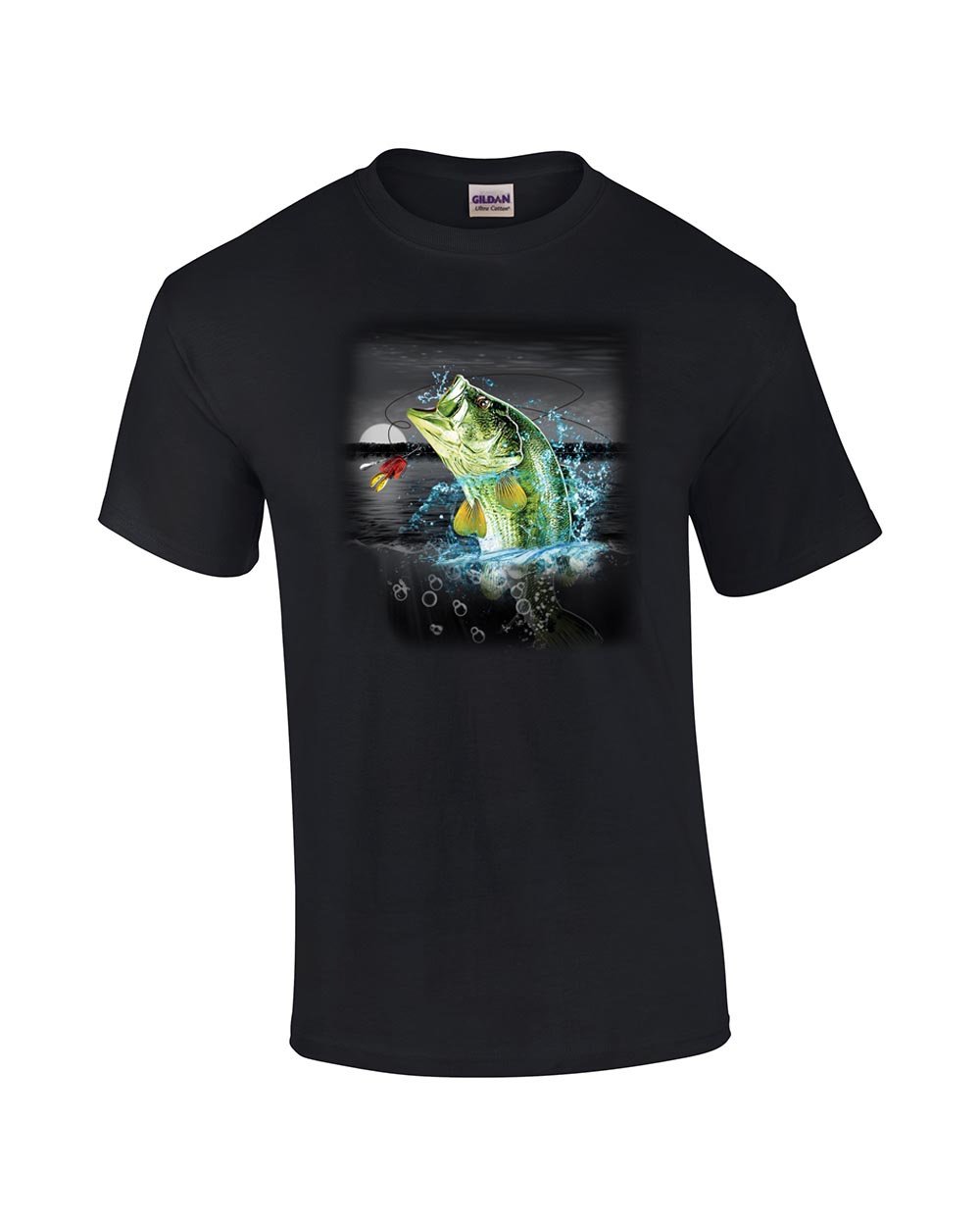 Bass in The Wilderness Adult T-Shirt - Black Cotton Graphic Tee for Men & Women - Perfect for Outdoor Adventures, Camping & Music Festivals