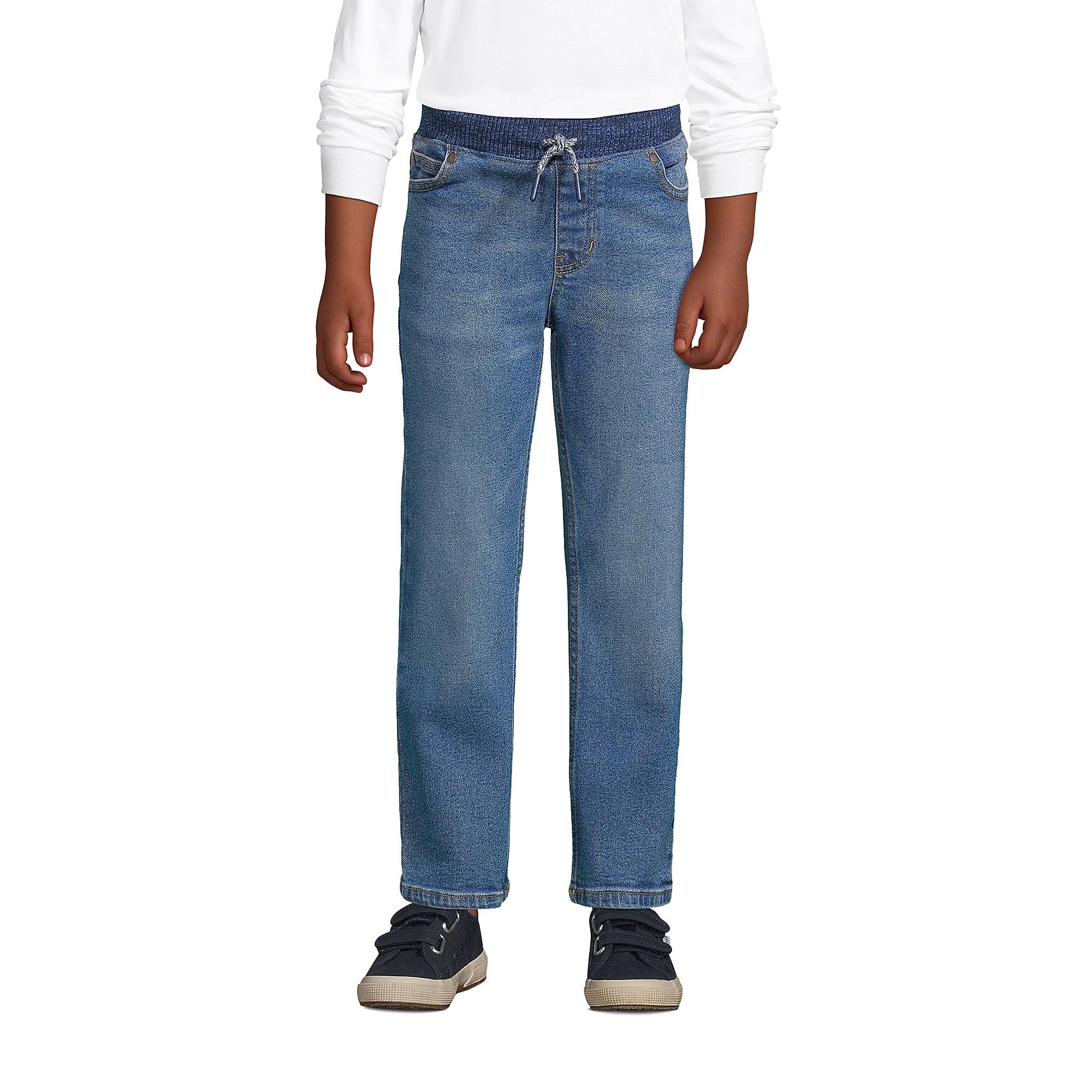 Boys Stretch Pull-On Jeans by Lands' End - Play & School Comfort