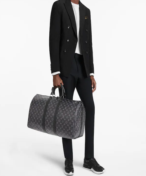 LV Keepall Bandouliere 55 Monogram Eclipse Travel Duffle Bag - Stylish Carry-On Luggage for Weekend Getaways & Business Trips