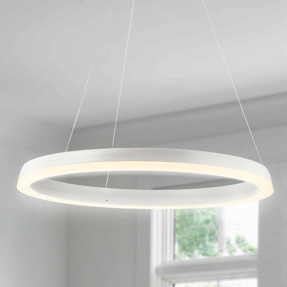 Baxter Modern Contemporary Aluminum Integrated LED Hoop Pendant Light Fixture - Sleek Minimalist Ceiling Lighting for Dining Room, Kitchen, Living Room & Bedroom