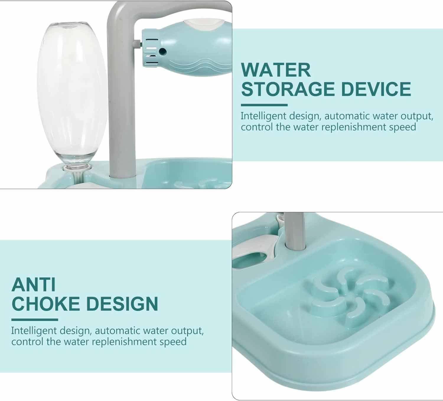 SKOFRI 2 in 1 Automatic Pet Feeder and Water Dispenser for Dogs & Cats - Spill Proof Pet Drinking Fountain with Bottle - Perfect for Puppy, Kitten, and Pet Feeding at Home or Travel