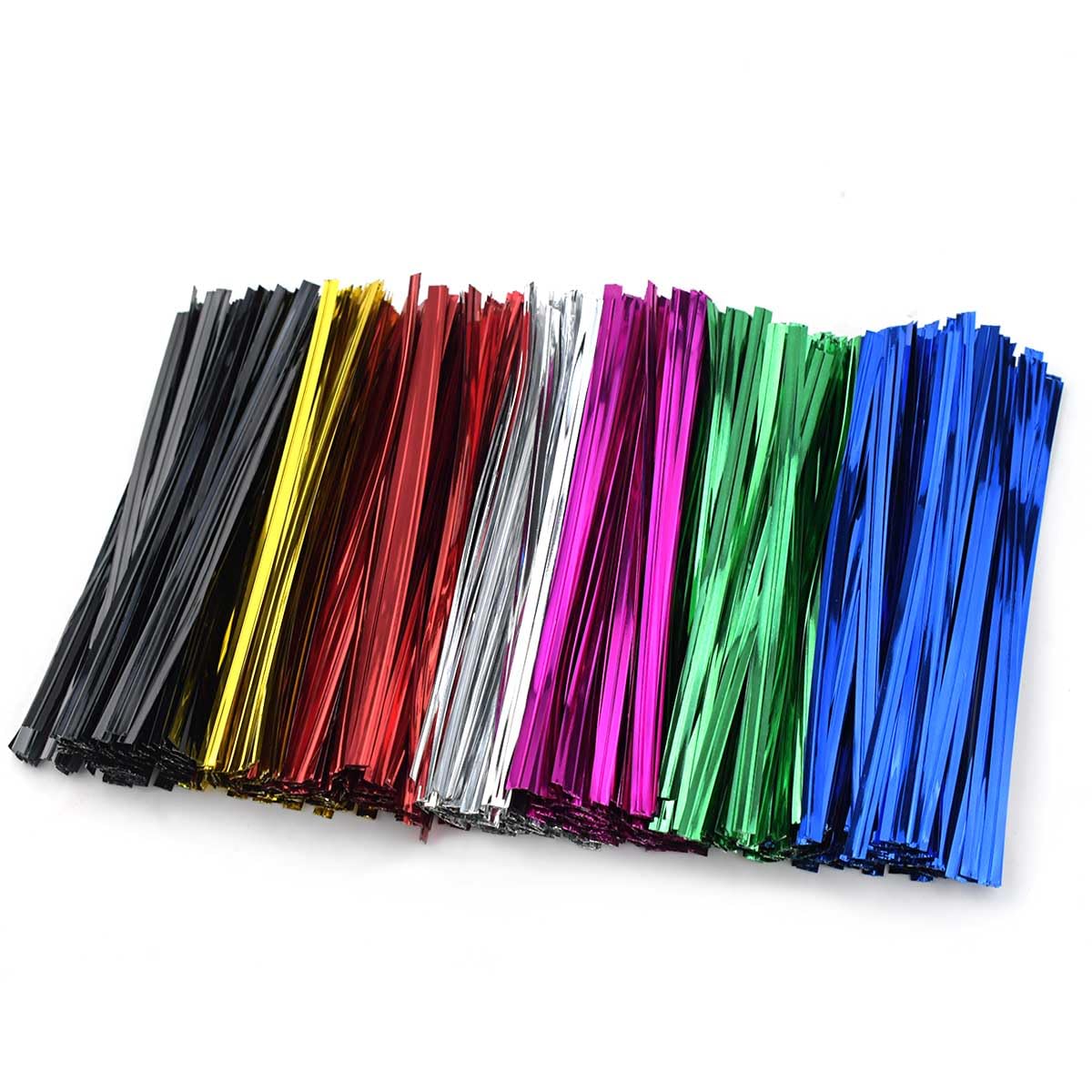 700 Pcs Metallic Twist Ties for Bread Bags, Candy Bags, Coffee Bags & Gift Wrapping - 7 Color Assorted Plastic Bag Closures - Perfect for Party Favors, Treat Bags & Cake Pops