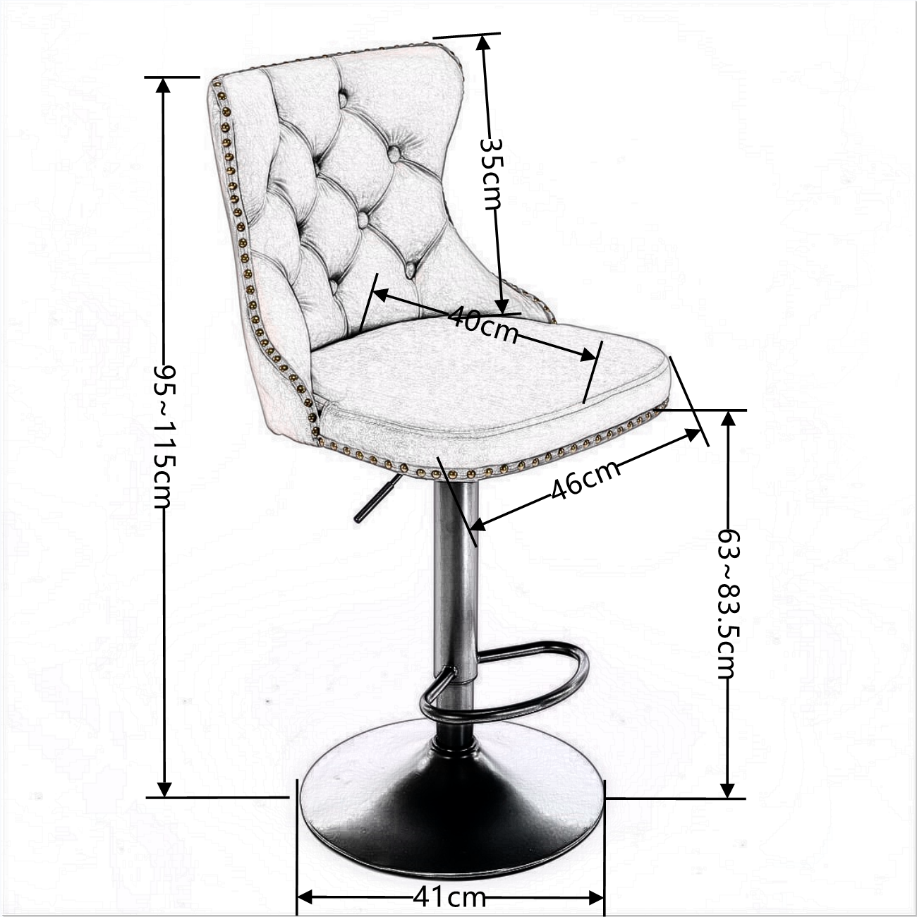 Adjustable Height Swivel Bar Stools with Footrest - Velvet Upholstered & Nailhead Trim - Perfect for Kitchen Islands, Home Bars & Dining Counter Seating