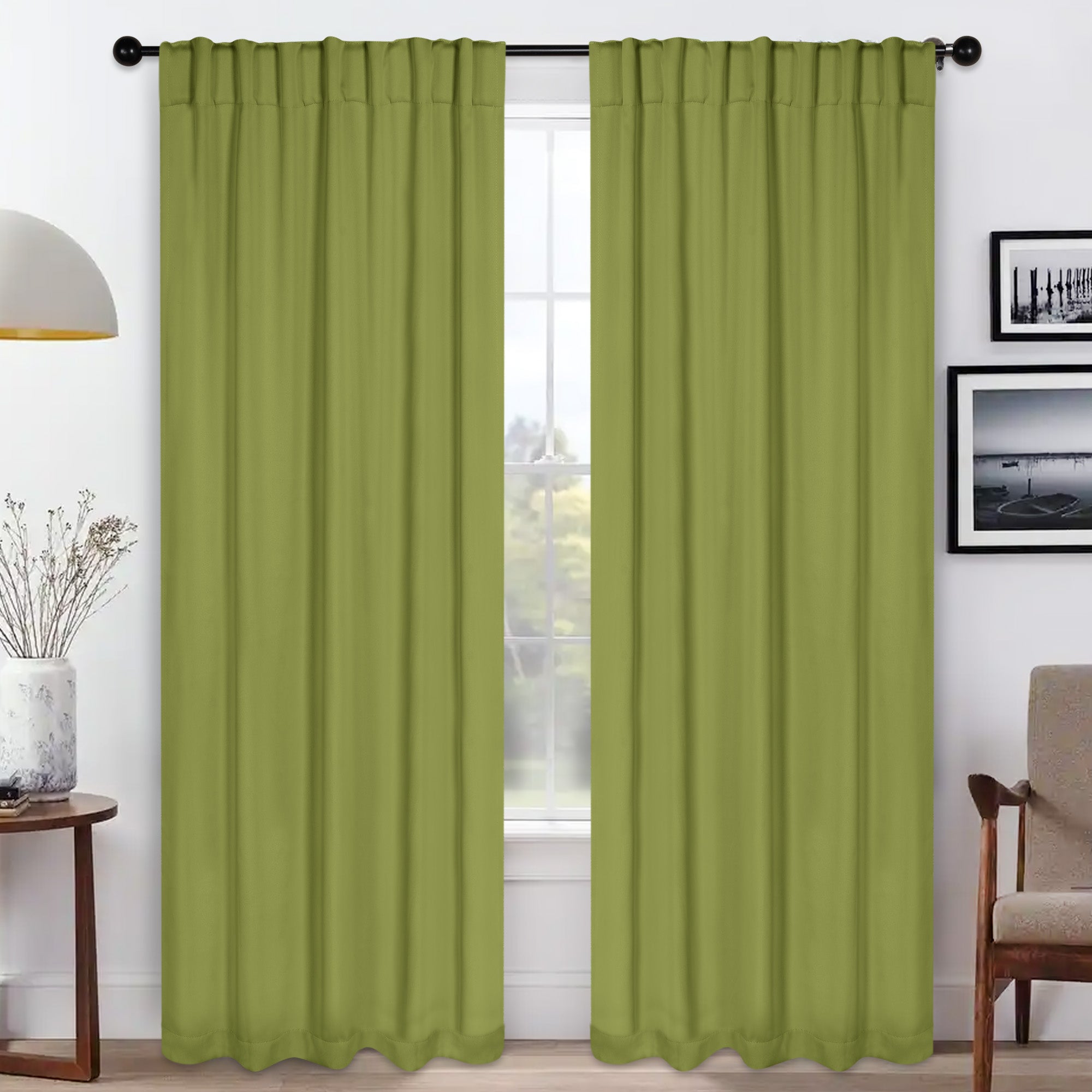 Blackout Curtains for Bedroom - Solid Room Darkening Thermal Insulated Curtains with Back Tabs, Set of 2 Panels - Perfect for Nursery, Home Theater & Light Sleepers