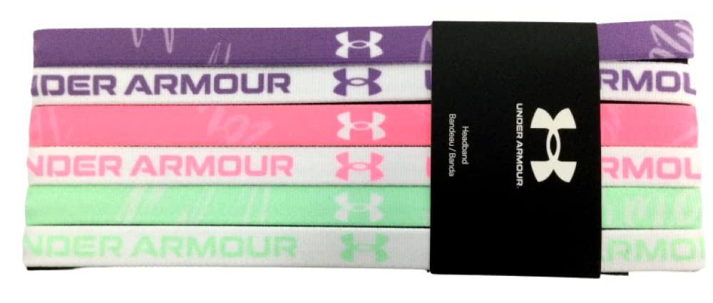 Under Armour Women's 6-Pack Logo Headbands - Moisture-Wicking Workout Headbands for Running, Yoga & Fitness (Multi-Color Pack)