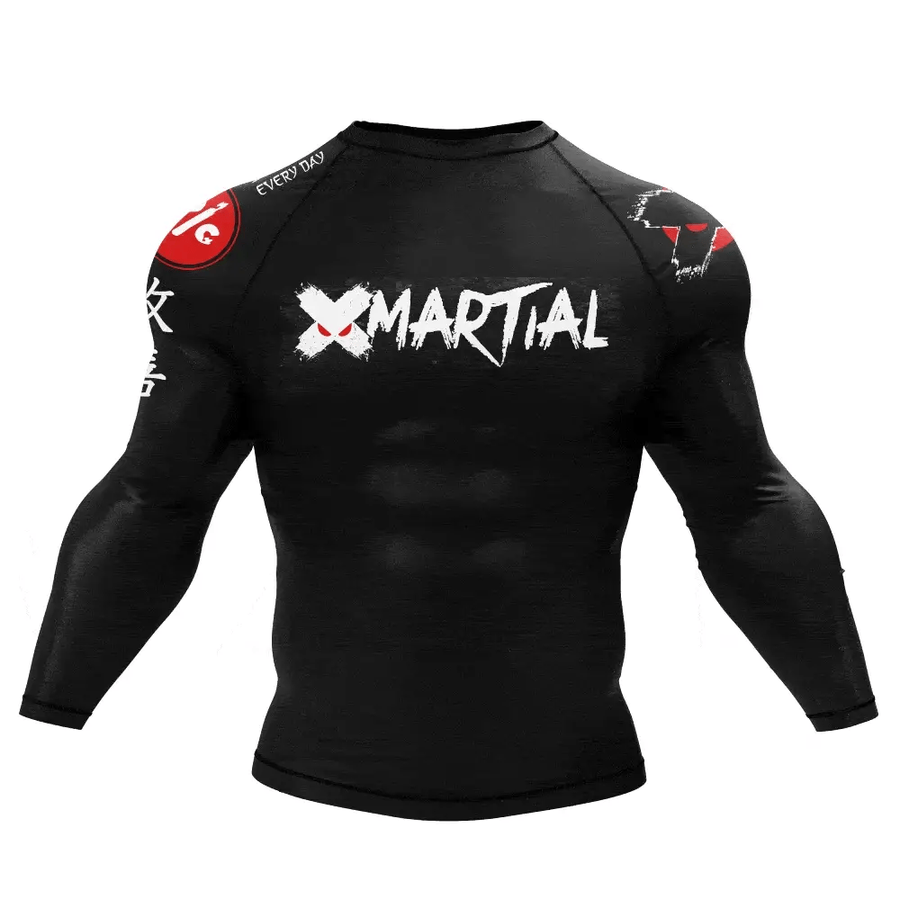 XMARTIAL Classic BJJ Rash Guard - Long Sleeve Compression Shirt for Brazilian Jiu-Jitsu, MMA & Grappling - Moisture Wicking & UV Protection for Training & Competition
