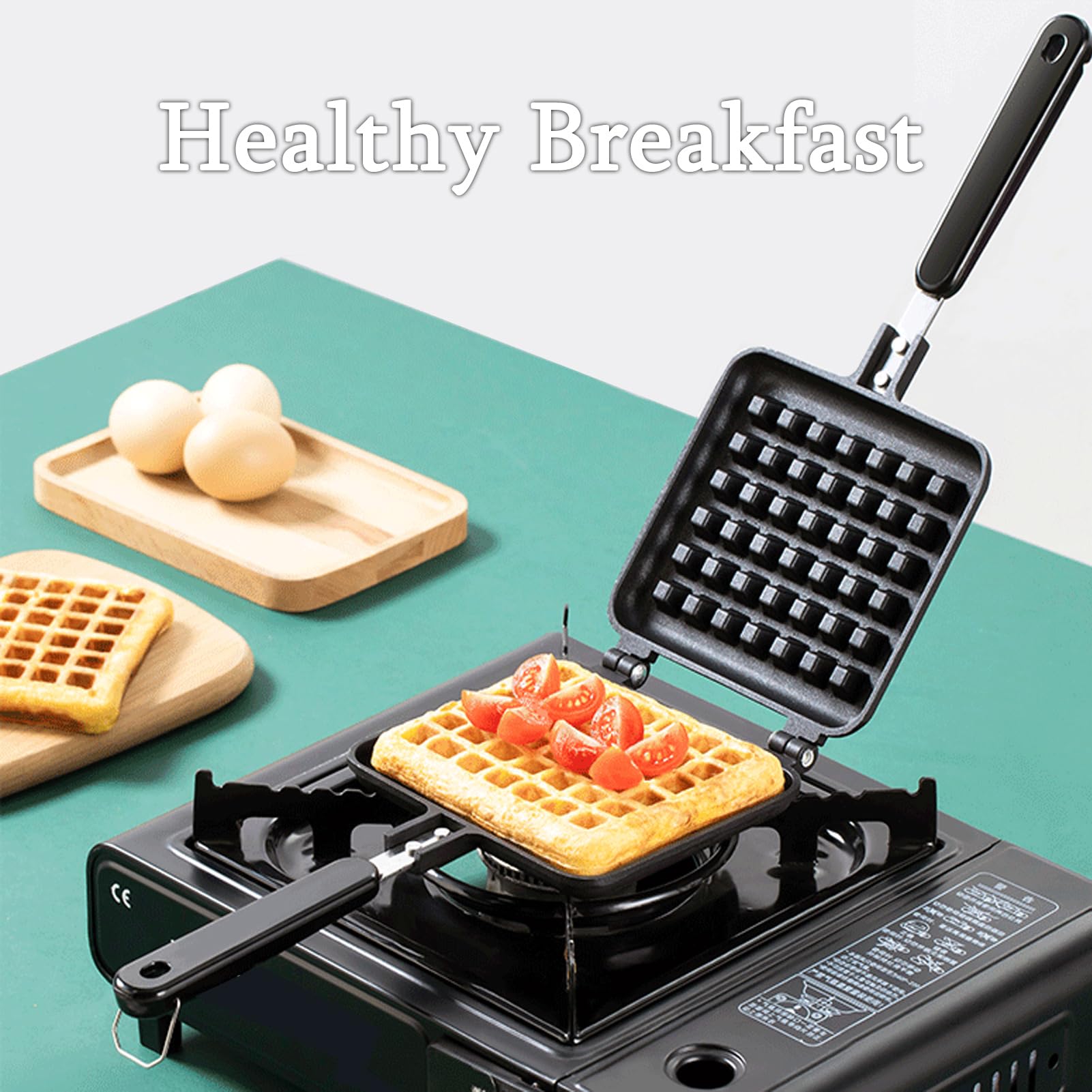 Non-Stick Stovetop Waffle Maker - Traditional Belgian Waffle Iron for Gas & Electric Stoves - Perfect for Breakfast, Brunch & Family Cooking - Ciglow Waffle Baking Pan with Removable Plates