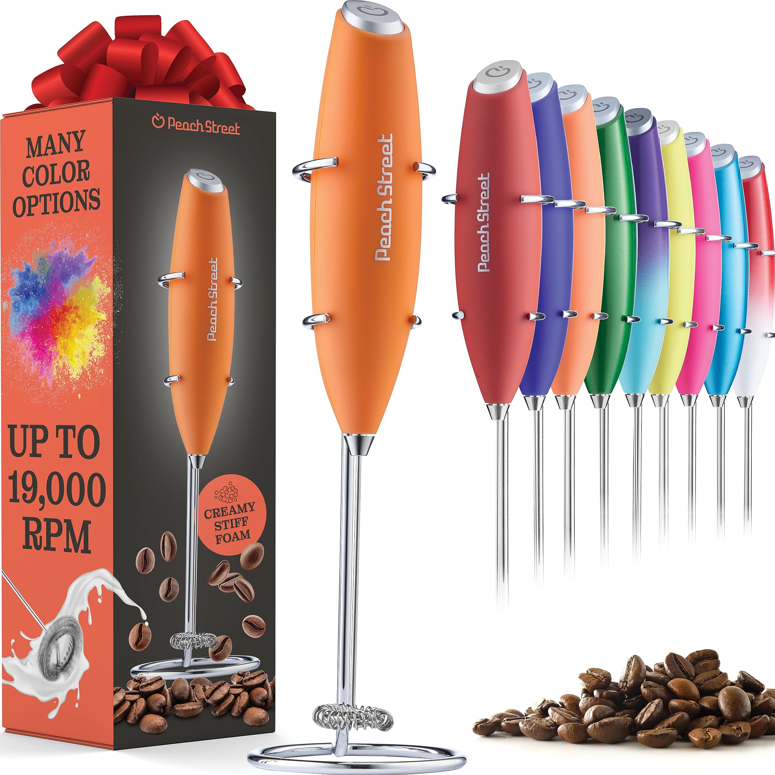 Premium Handheld Milk Frother - Battery Operated Stainless Steel Drink Mixer with Stand | Mini Milk Foamer for Coffee, Latte, Hot Chocolate & Matcha | Perfect for Home, Office & Cafe Use
