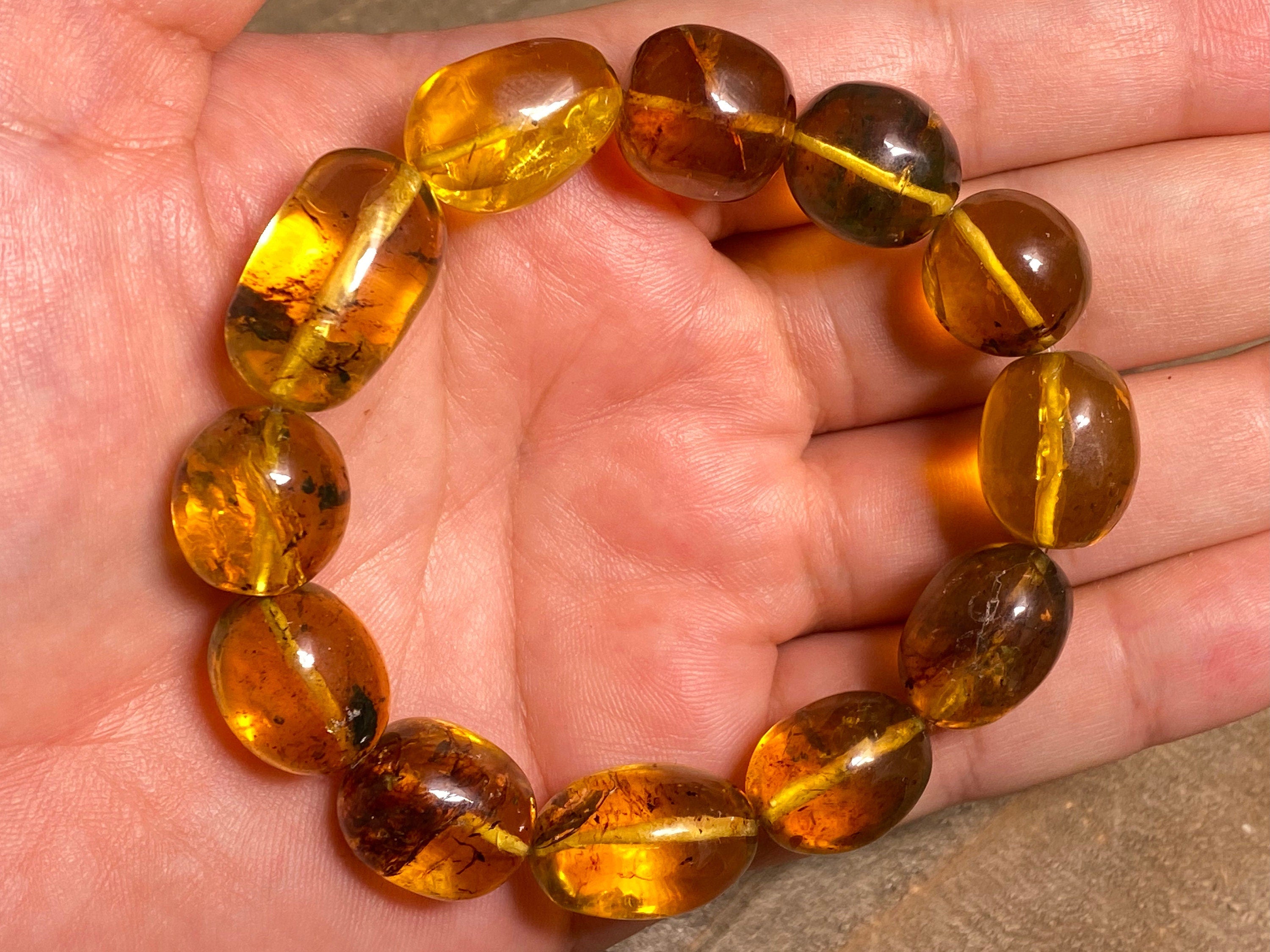 Authentic Mexican Amber Crystal Beaded Bracelet - Handmade Healing Jewelry with Natural Stones for Women - Perfect for Meditation, Yoga & Spiritual Healing