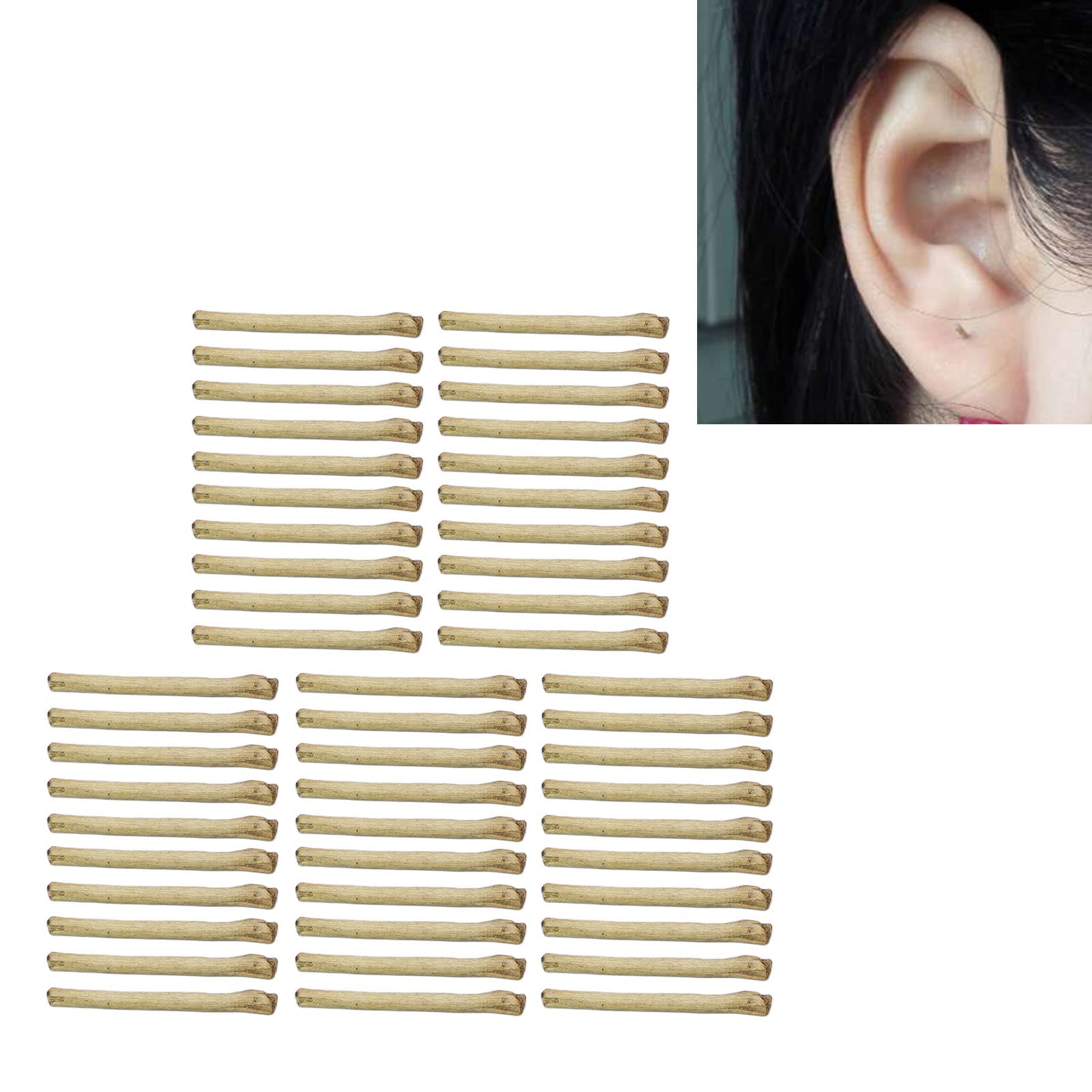 50pcs Tea Stem Stud Earrings - Natural Tea Rod Ear Hole Care Sticks for Women, Slim & Portable Ear Hole Expanders for Piercing Aftercare (Perfect for Daily Wear, Travel & Piercing Healing)