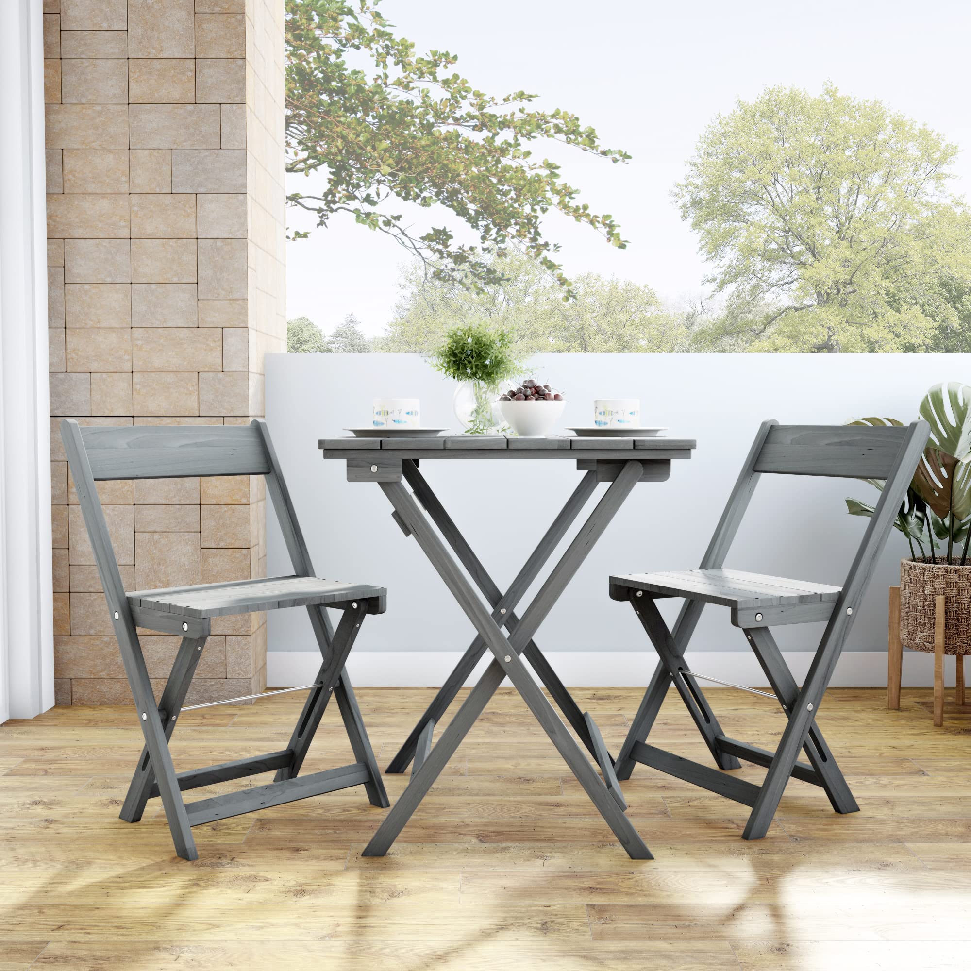Linon Home Décor Caitlyn Gray 3-Piece Square Coffee Table Set for Living Room, Lounge & Office - Modern Side Tables with Storage Shelf