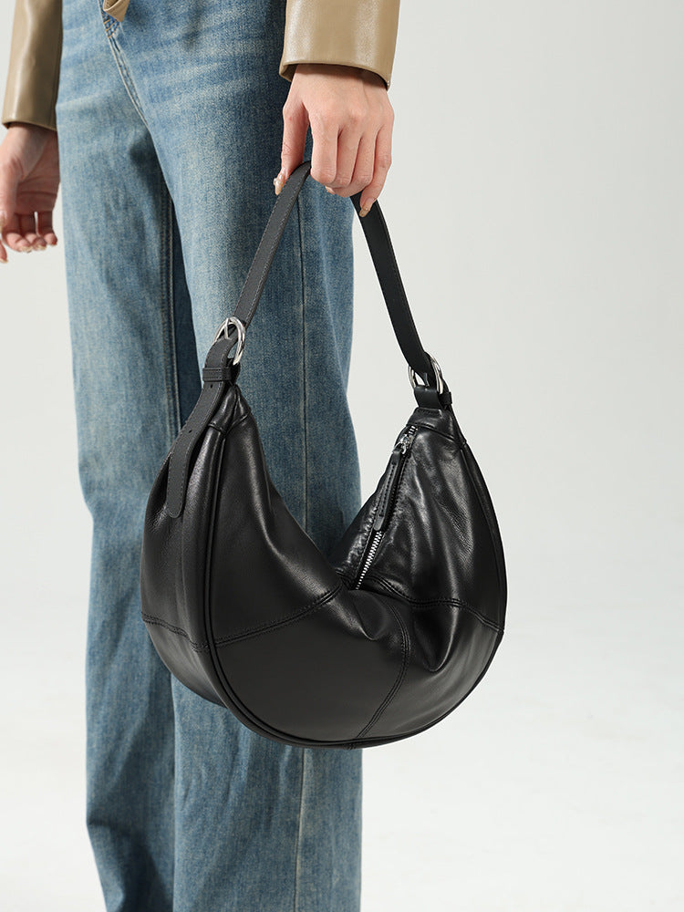 Stylish Leather Half Moon Shoulder Bag for Women - Crossbody Purse with Adjustable Strap - Perfect for Work, Travel & Everyday Use