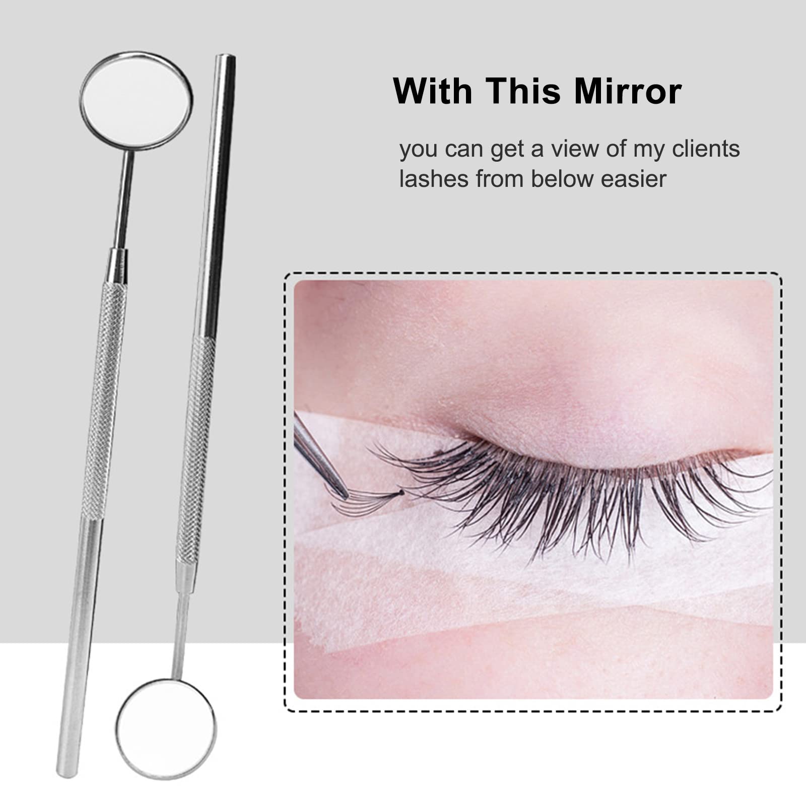 Professional Stainless Steel Round Lash Mirror for Eyelash Extensions - Silver | Perfect for Salon, Home Use & Travel | POOWE Beauty Accessories