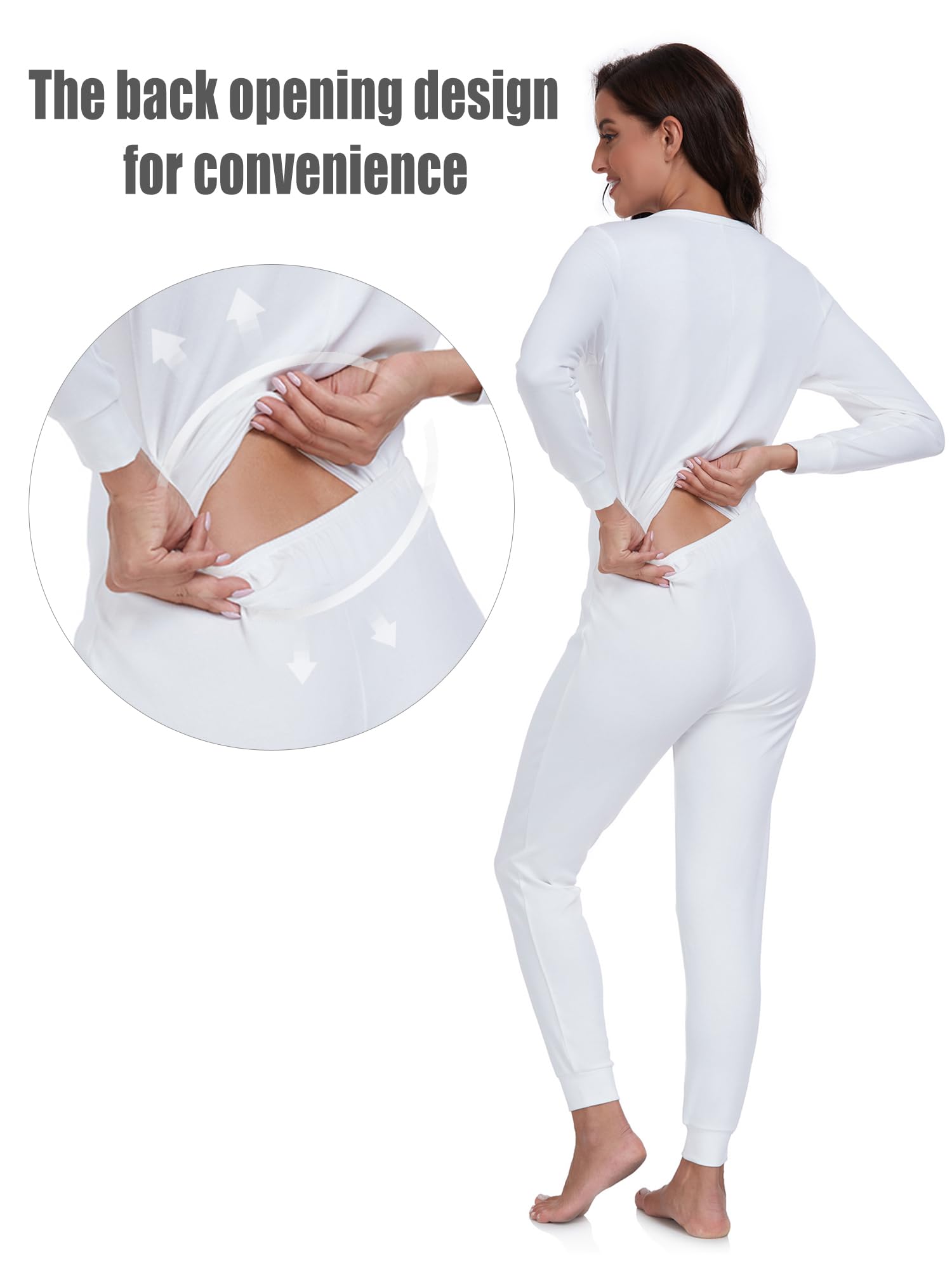 COLORFULLEAF Women's Cotton Onesie Pajamas - Soft Thermal One-Piece Sleepwear with Henley Neck for Women | Cozy Winter Loungewear & Nightwear for Home, Travel & Sleep