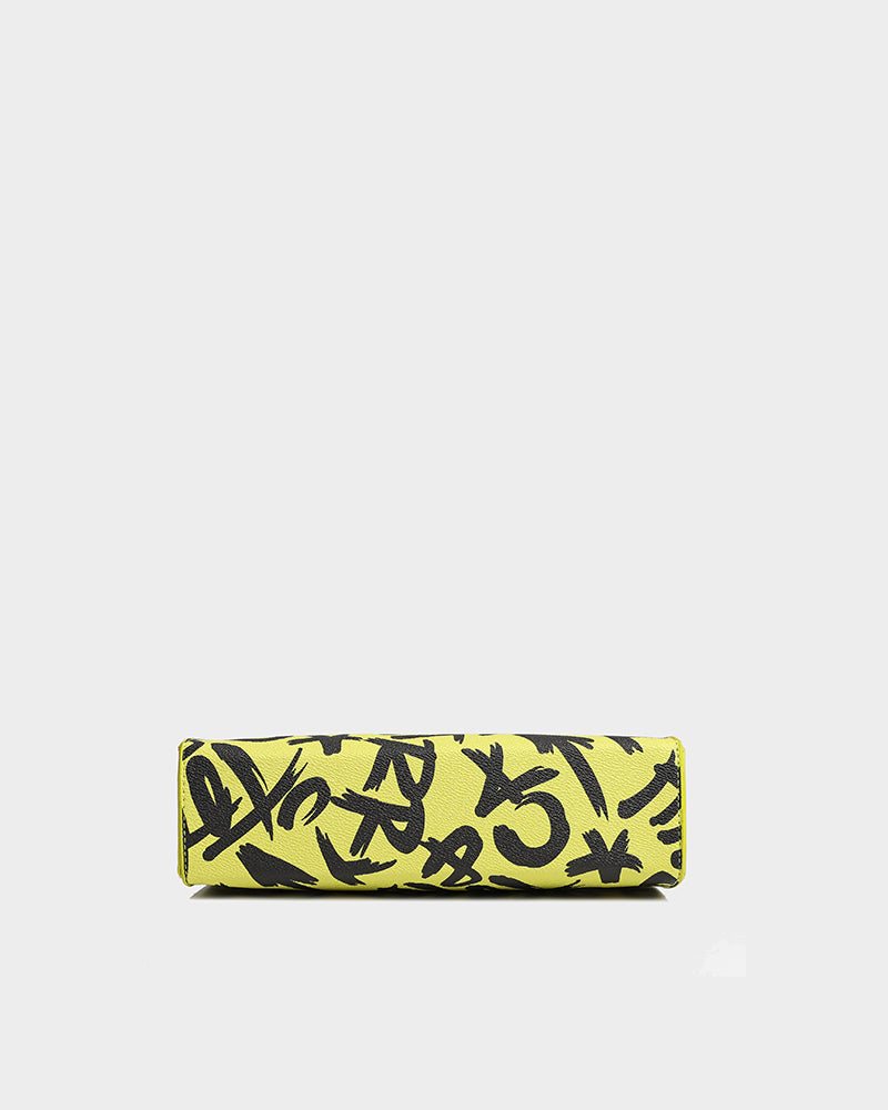 Trendy Yellow Graffiti Shoulder Bag for Women & Men - Stylish Crossbody Purse for Streetwear, Travel & Daily Use