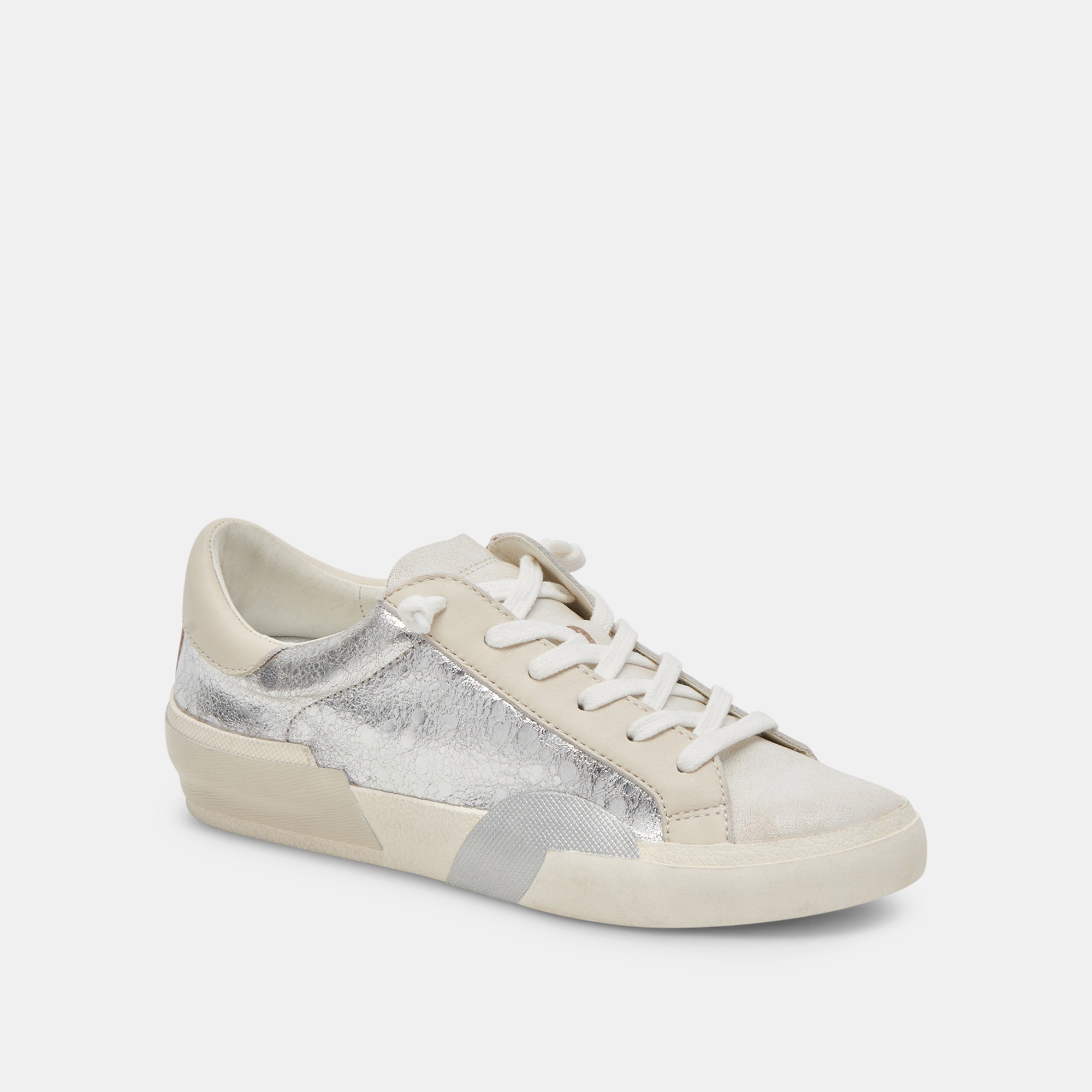 ZINA Distressed Leather Sneakers - Chrome Finish for Women | Stylish & Comfortable for Casual Wear, Work & Everyday Fashion