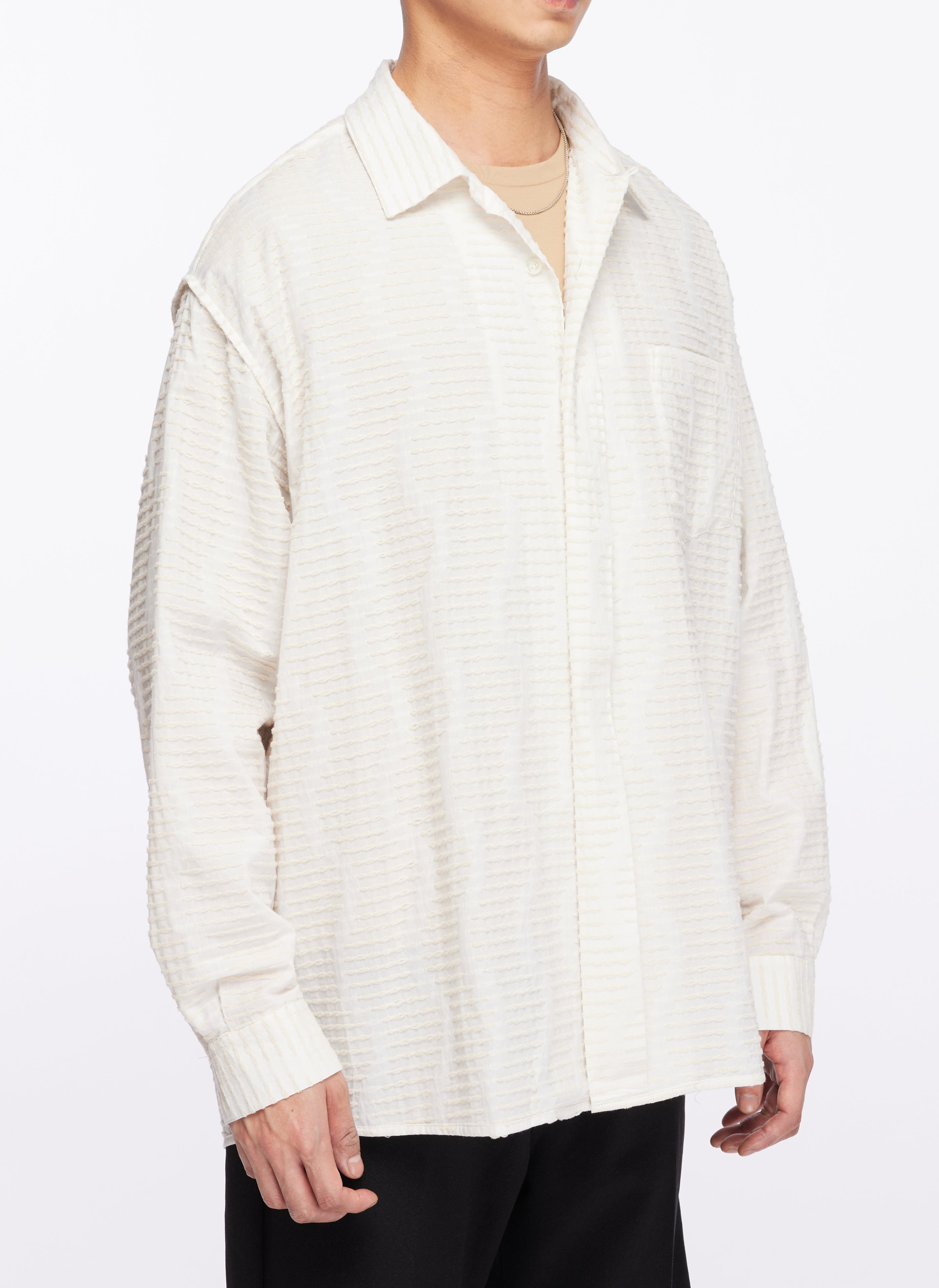Premium Albini Cotton Jacquard Long Sleeve Open Collar Shirt for Men - Breathable Business Casual & Office Wear - Perfect for Work, Dates & Formal Events