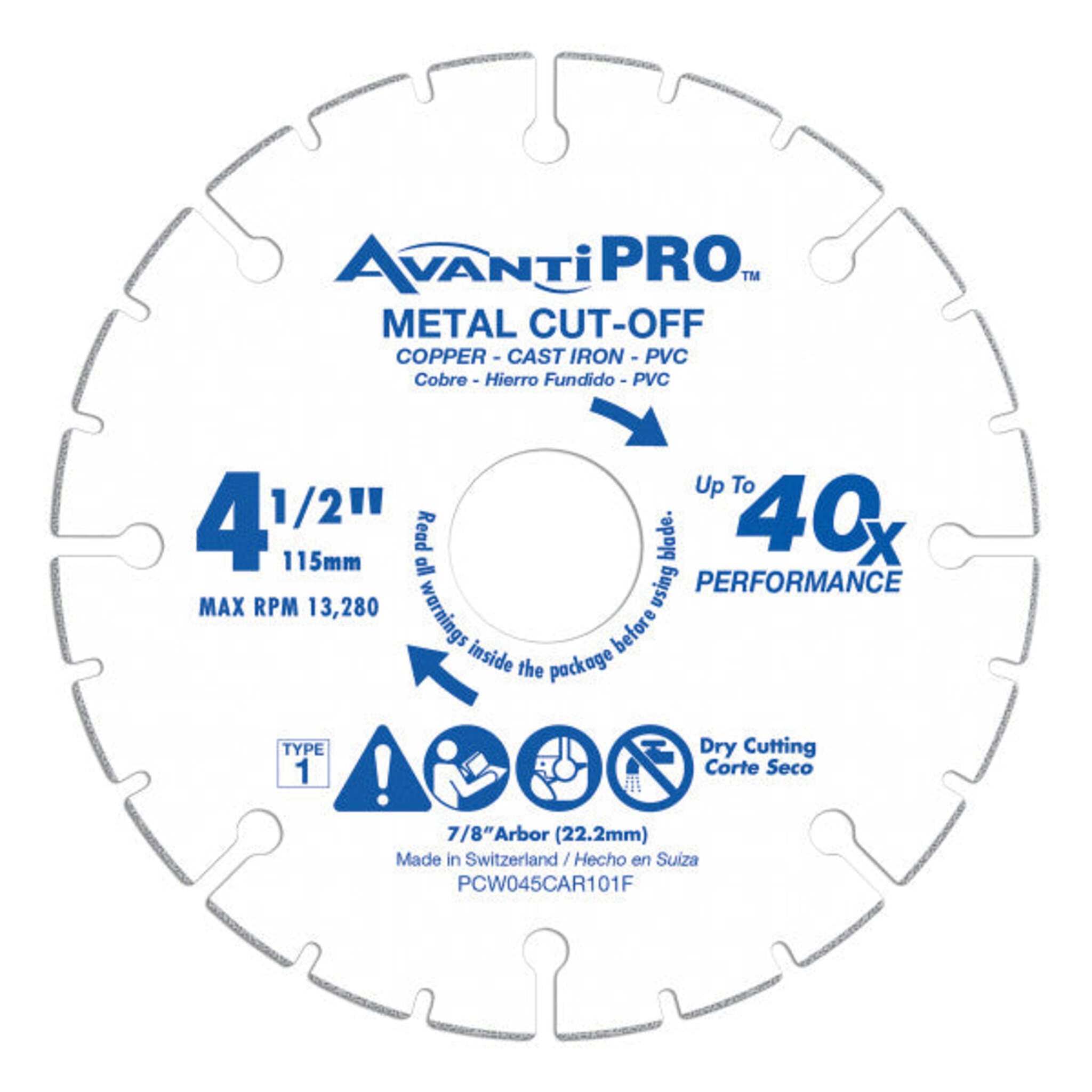 Avanti Pro 4-1/2 Inch Carbide Metal Cutting Wheel - Premium Carbide Grit, 40X Longer Lifespan, Reinforced Steel Body for Precision & Durability | Ideal for Steel, Iron, and Metal Fabrication Projects