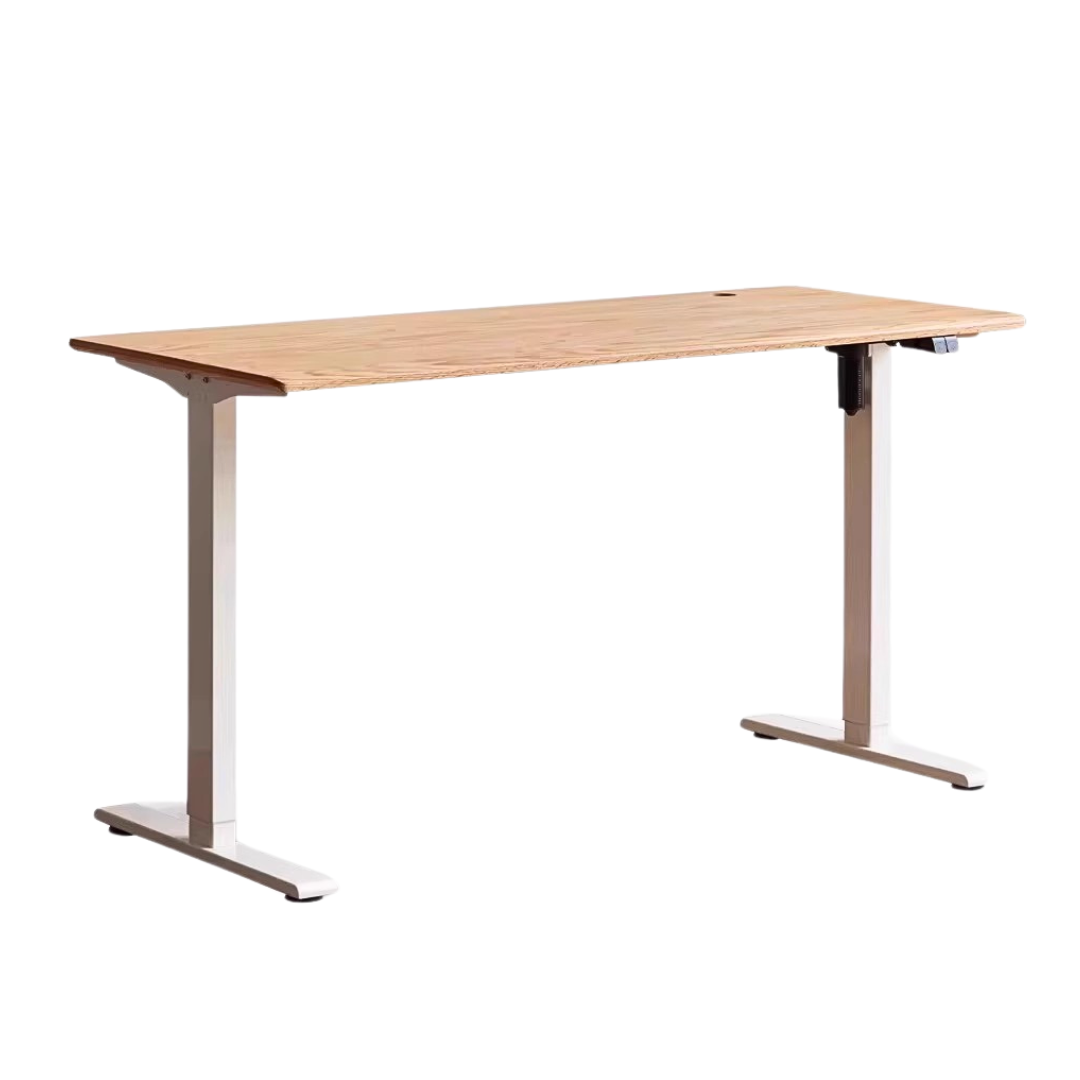 55.1x24.4x28.7-47.6inch/ 140x62x73-121сm/ Natural Wood Color/ Oak solid wood adjustable table economic model white legs